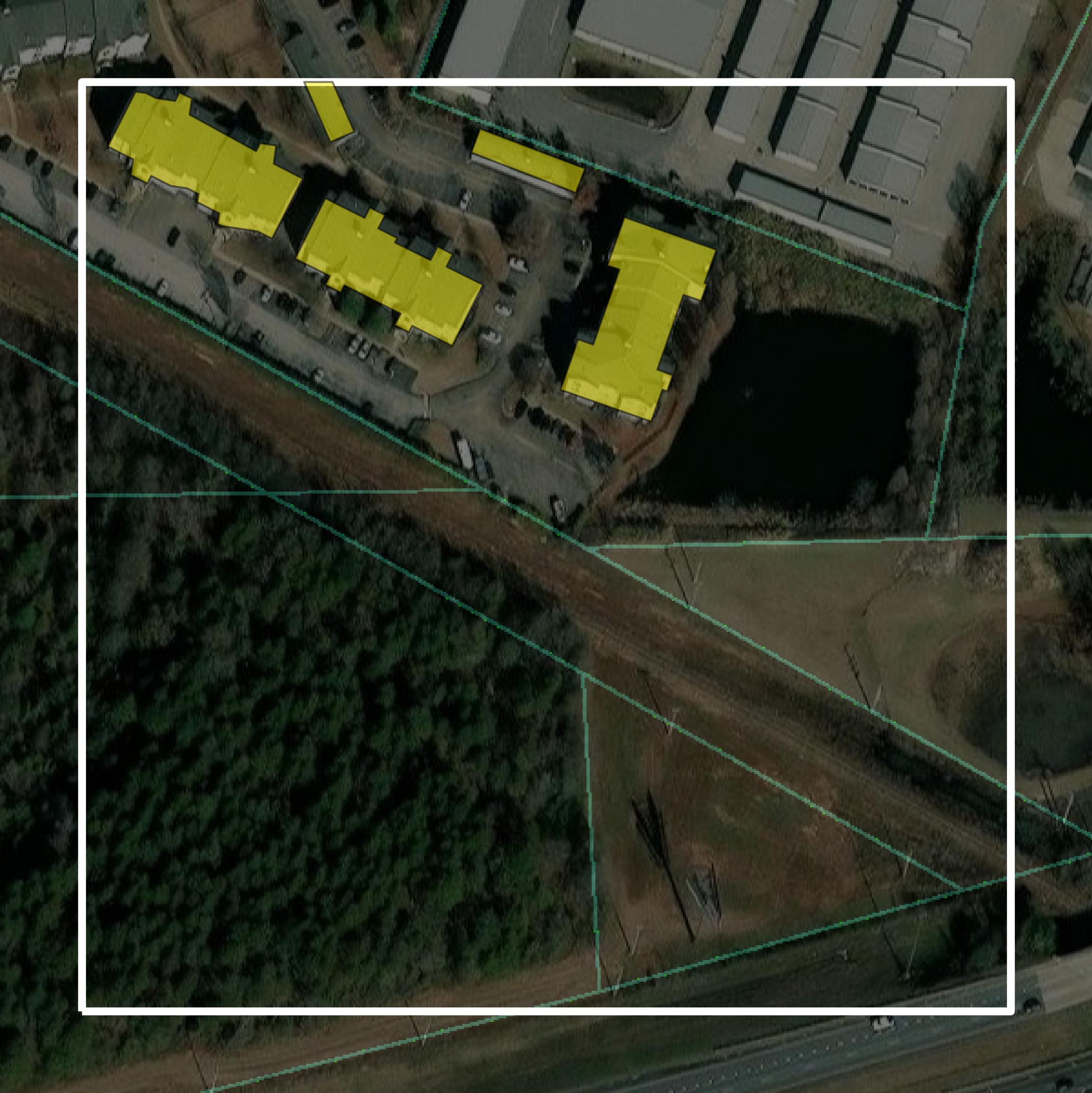 This image shows parcel and building data in Montgomery County created using GIS data in Equator.
