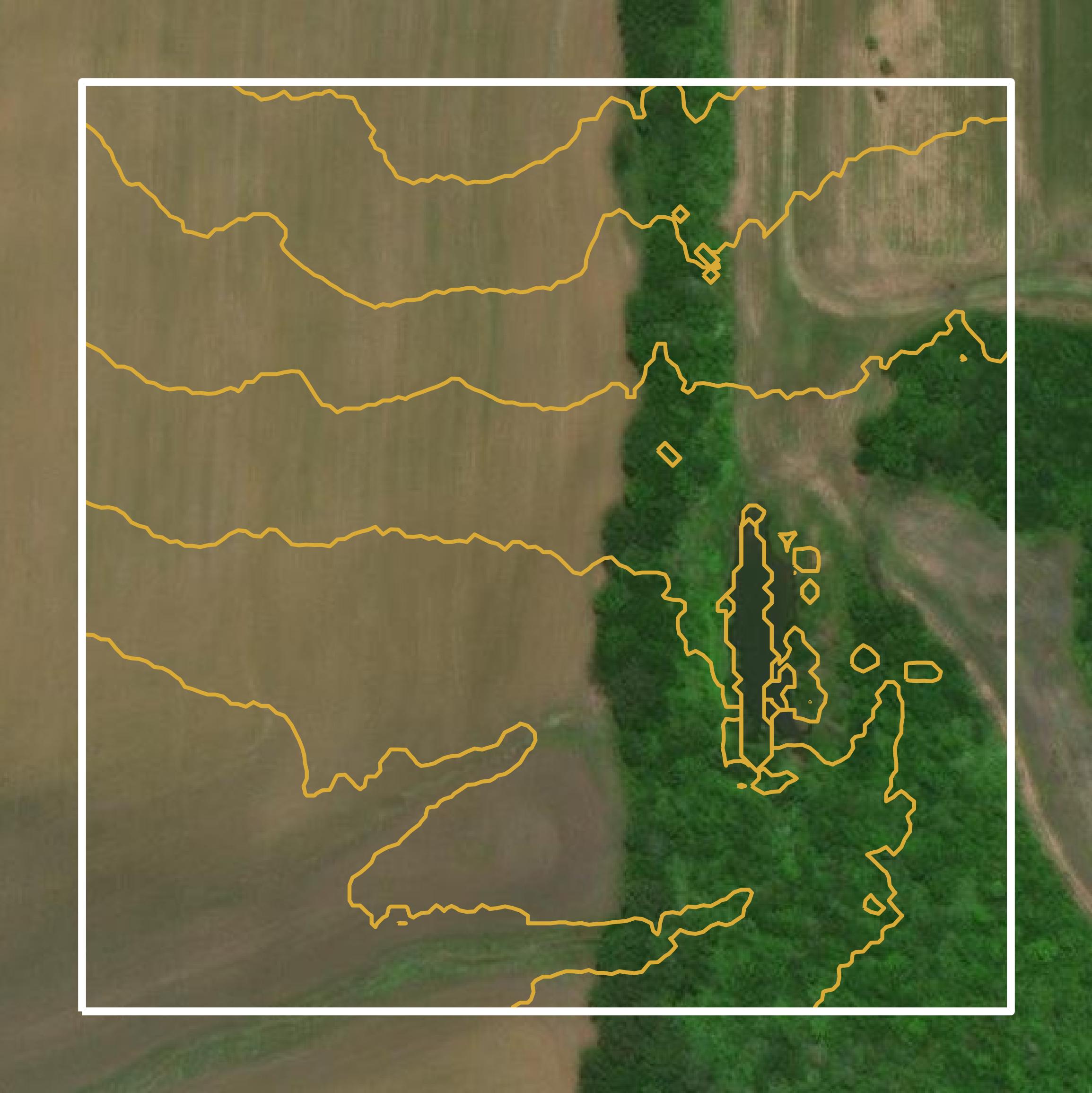 This image shows a contour map in Perry County created using GIS data in Equator.