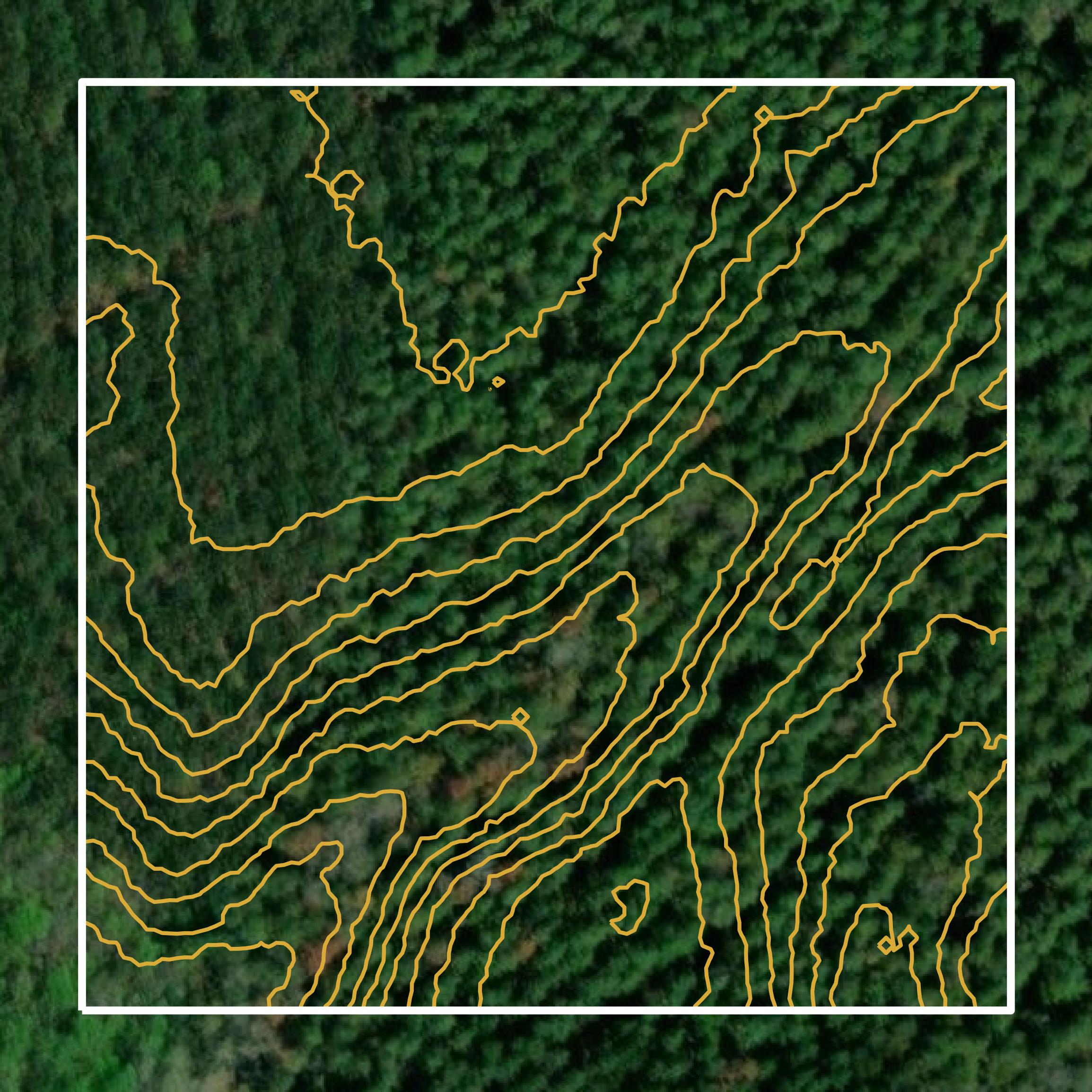 This image shows a contour map in Pickens County created using GIS data in Equator.