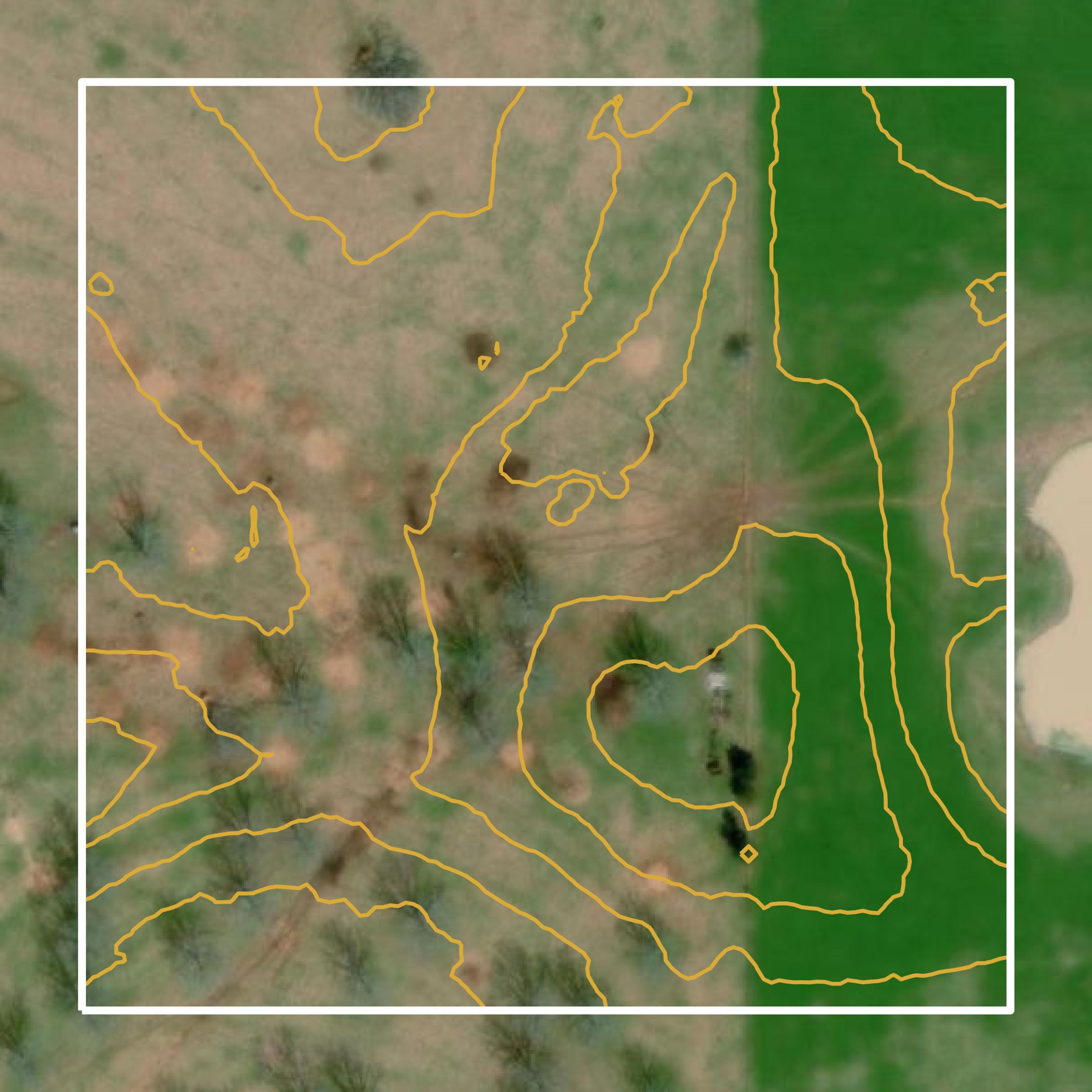 This image shows a contour map in Pike County created using GIS data in Equator.
