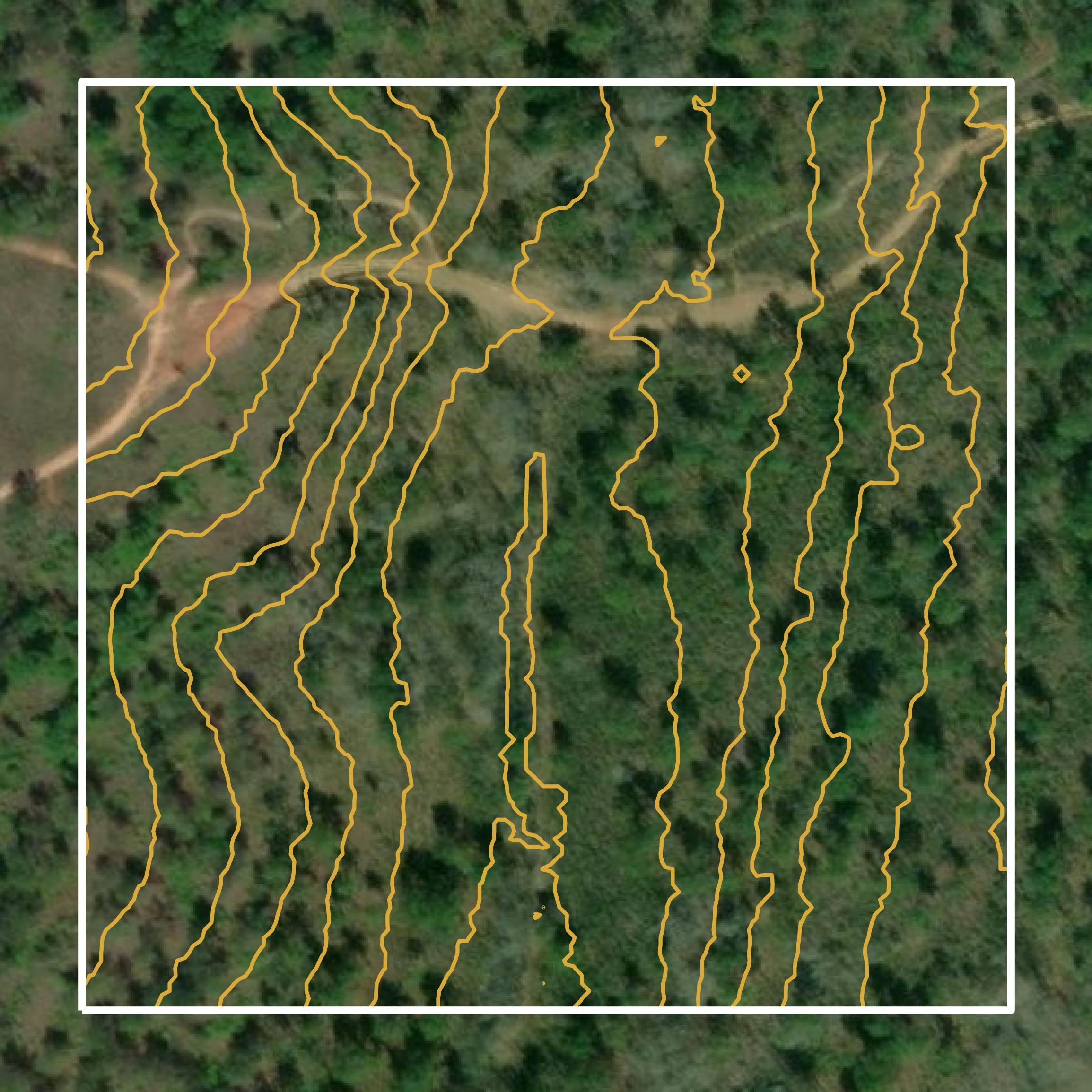 This image shows a contour map in Russell County created using GIS data in Equator.