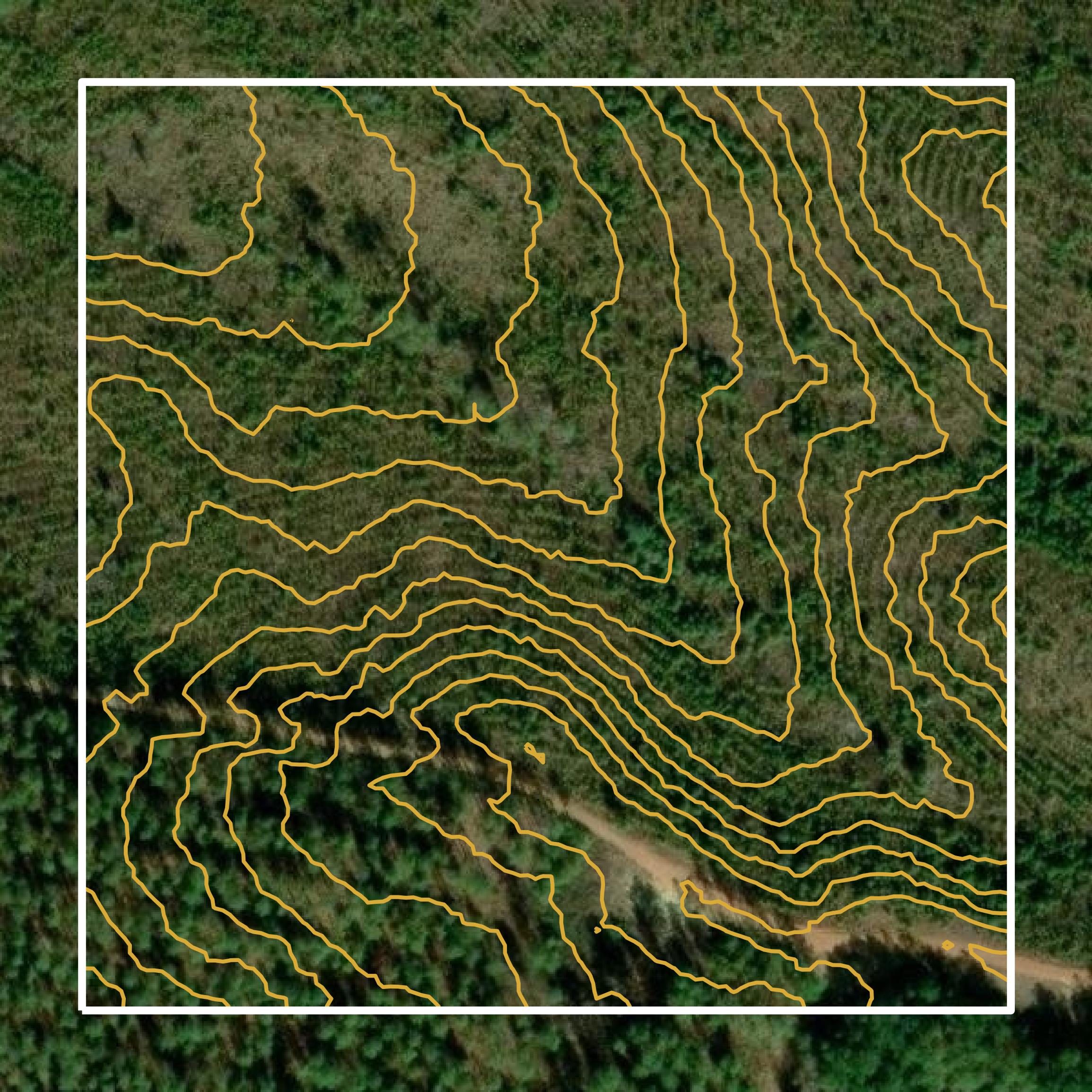 This image shows a contour map in Russell County created using GIS data in Equator.