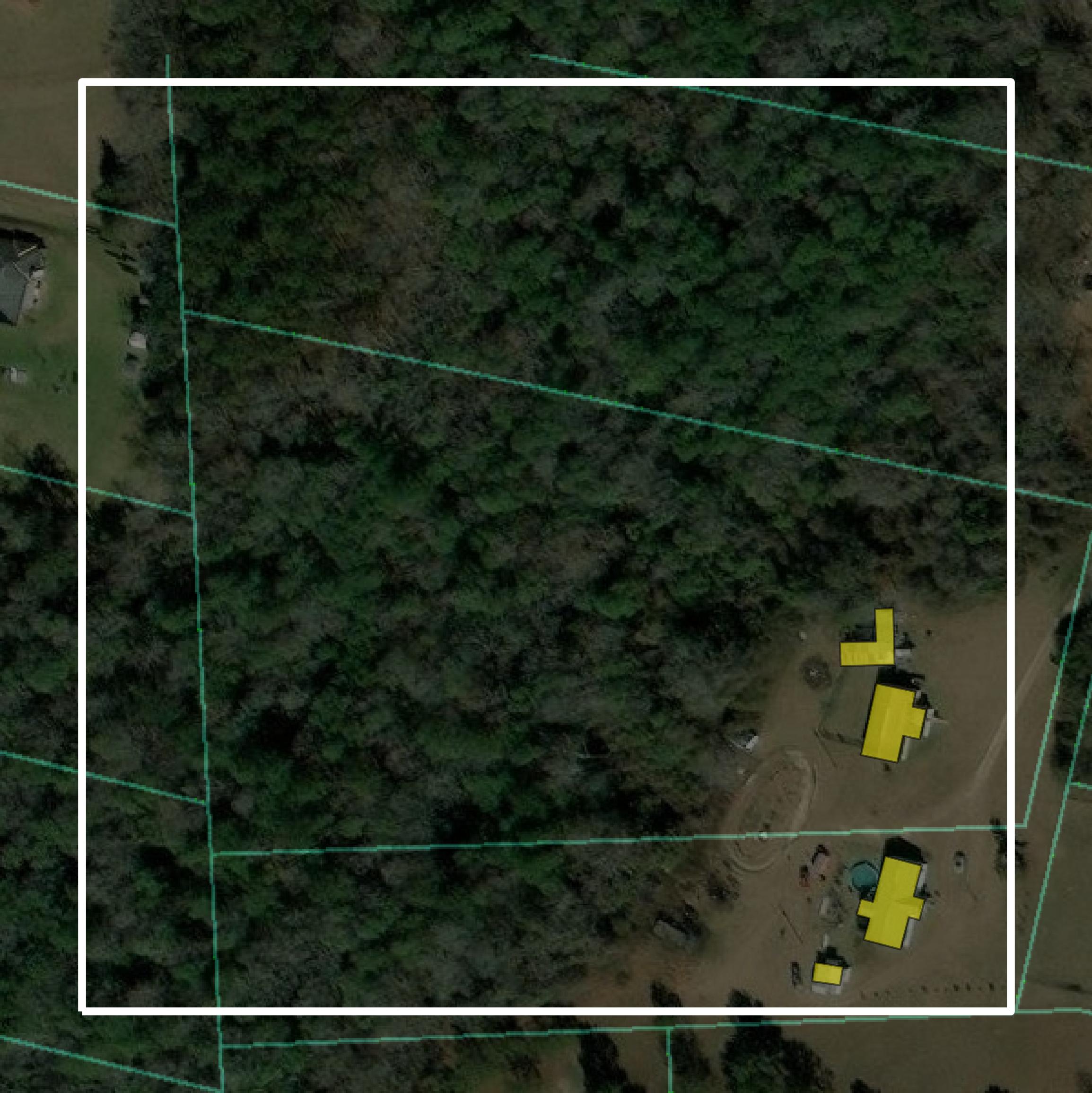 This image shows parcel and building data in Russell County created using GIS data in Equator.