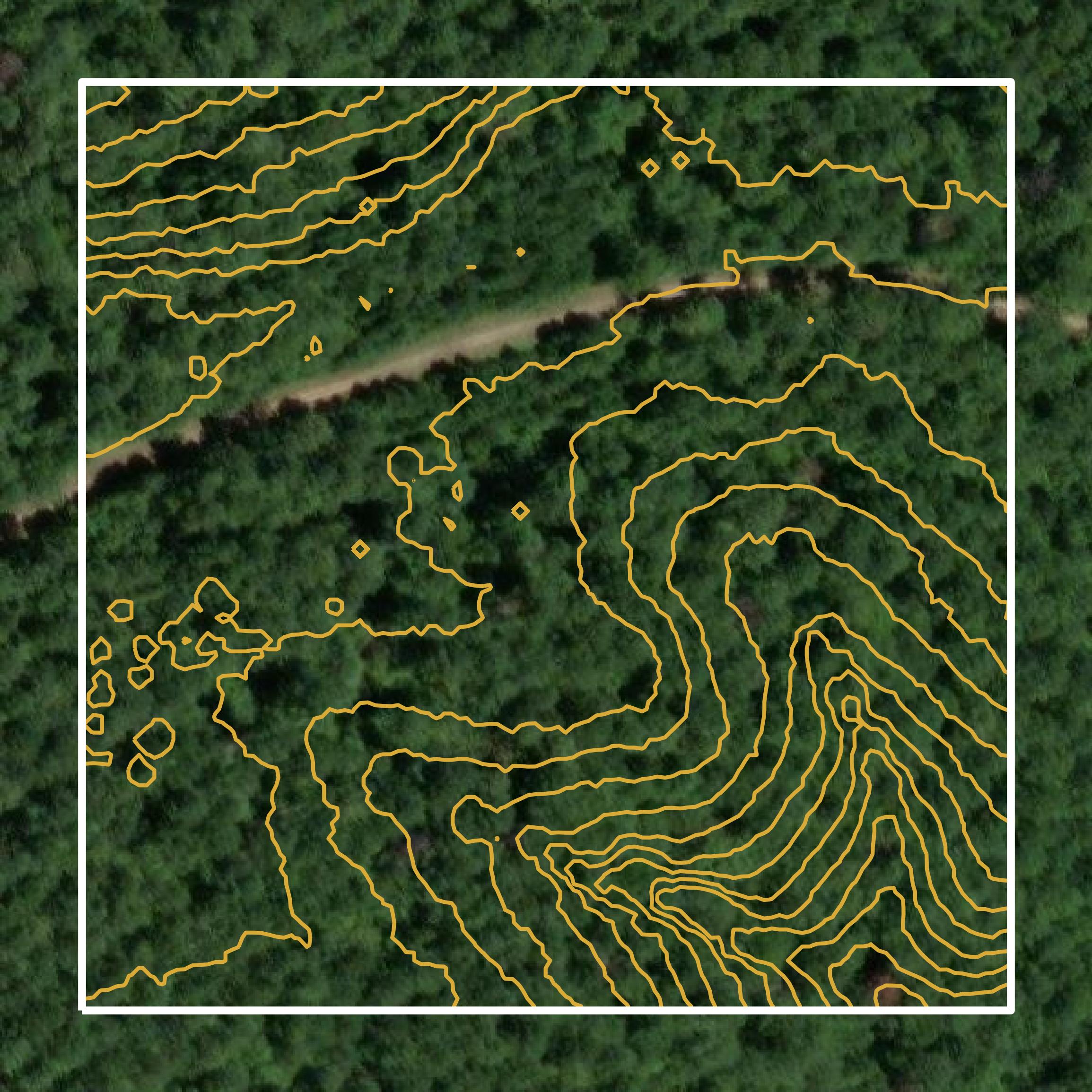 This image shows a contour map in Sumter County created using GIS data in Equator.