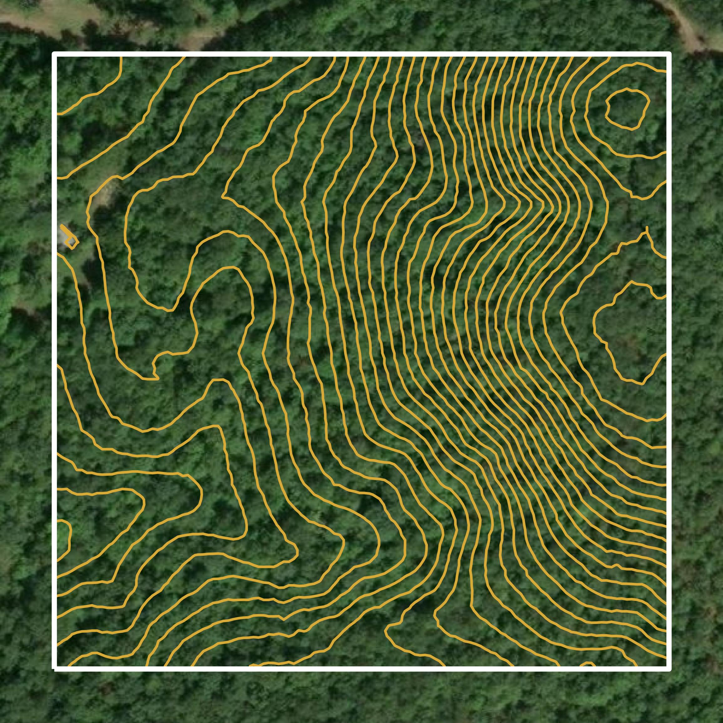 This image shows a contour map in Talladega County created using GIS data in Equator.