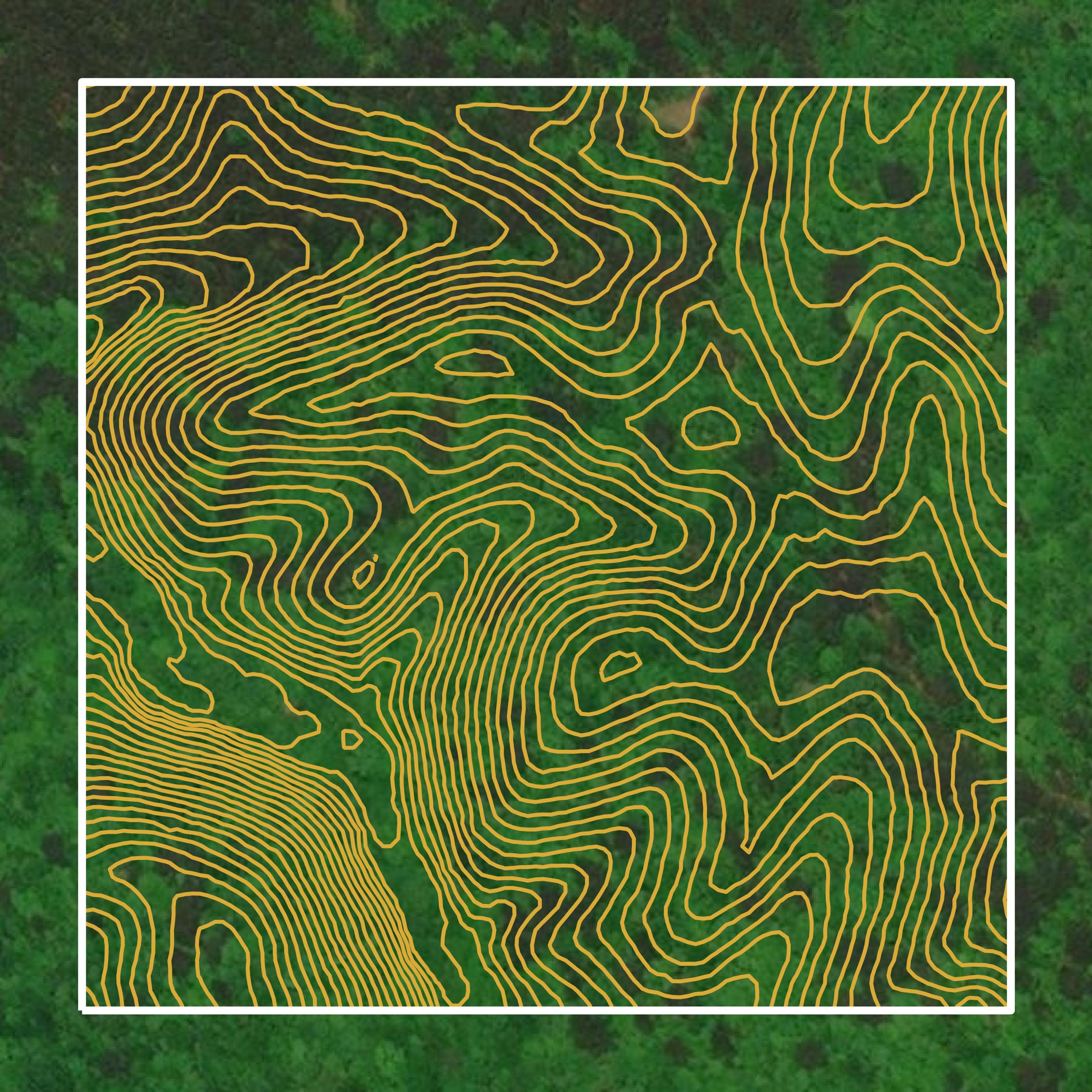 This image shows a contour map in Talladega County created using GIS data in Equator.