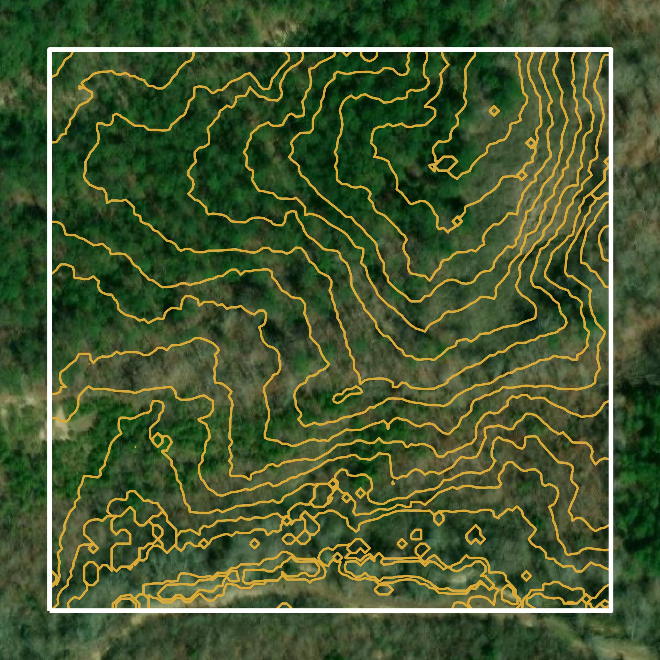 This image shows a contour map in Tallapoosa County created using GIS data in Equator.