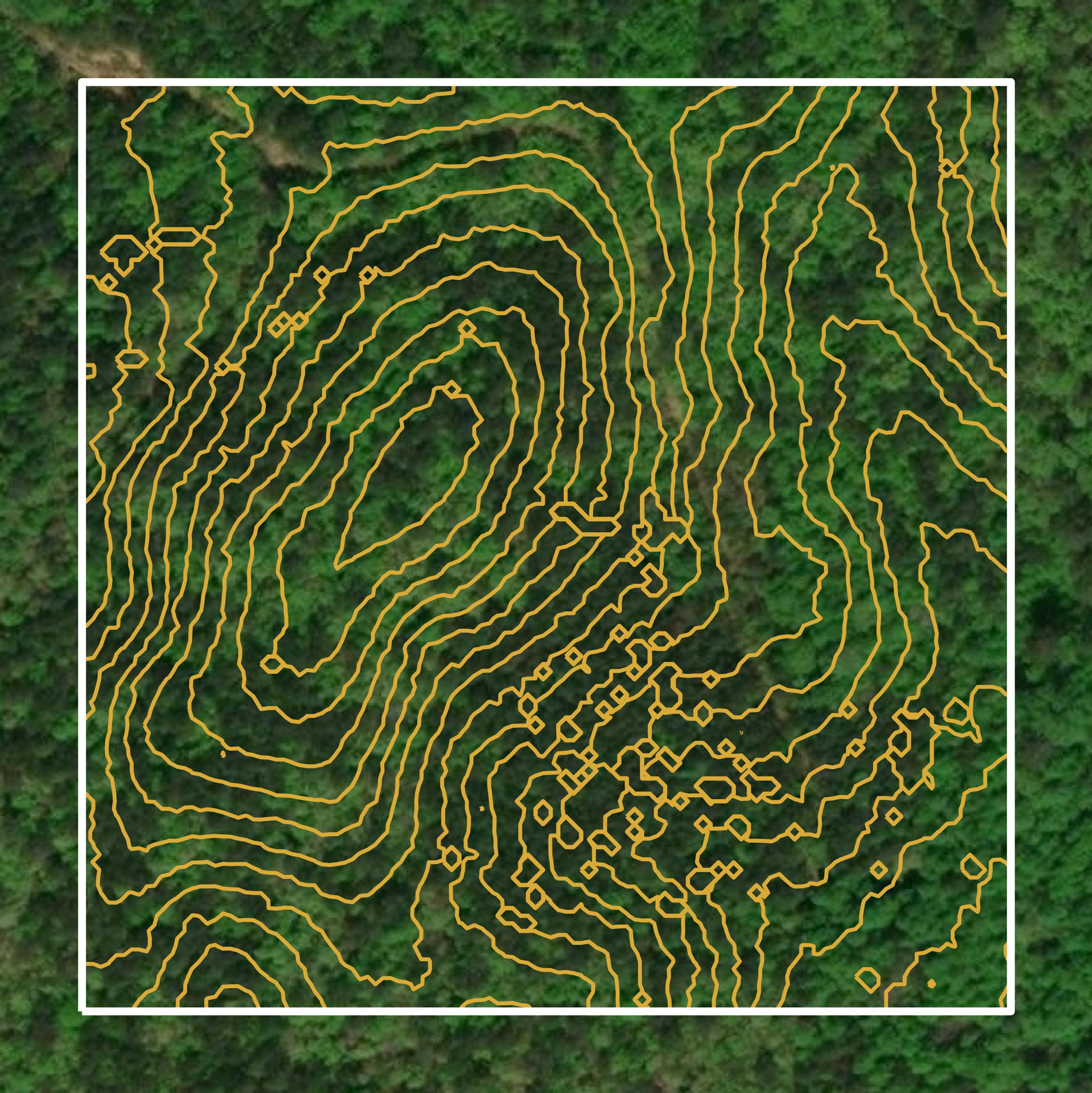 This image shows a contour map in Tallapoosa County created using GIS data in Equator.