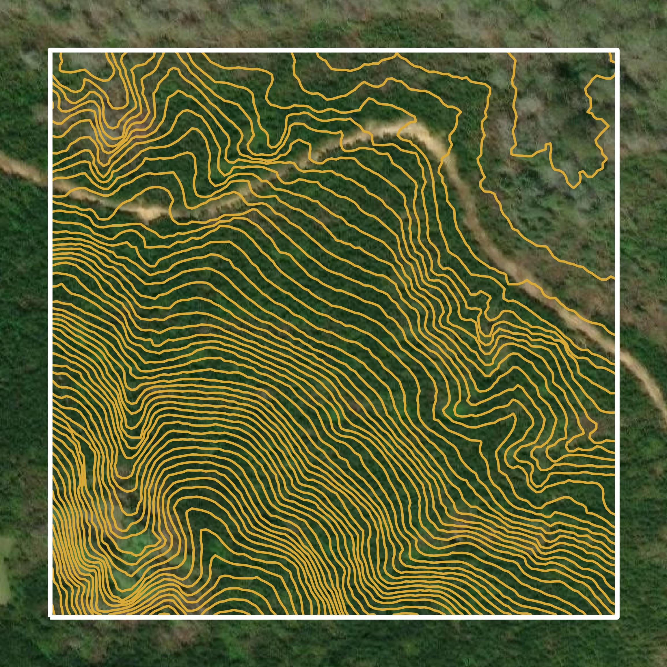 This image shows a contour map in Tuscaloosa County created using GIS data in Equator.