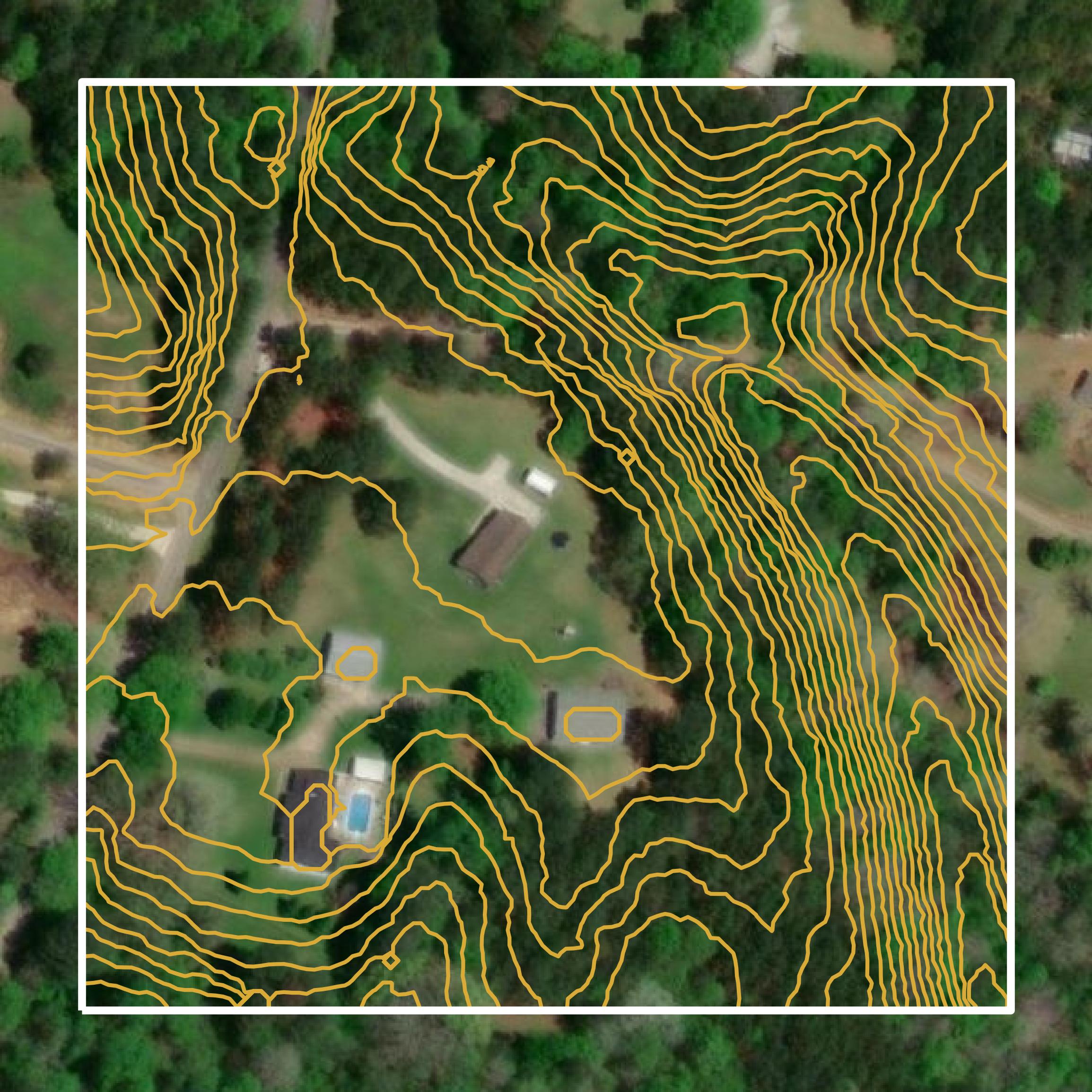 This image shows a contour map in Walker County created using GIS data in Equator.
