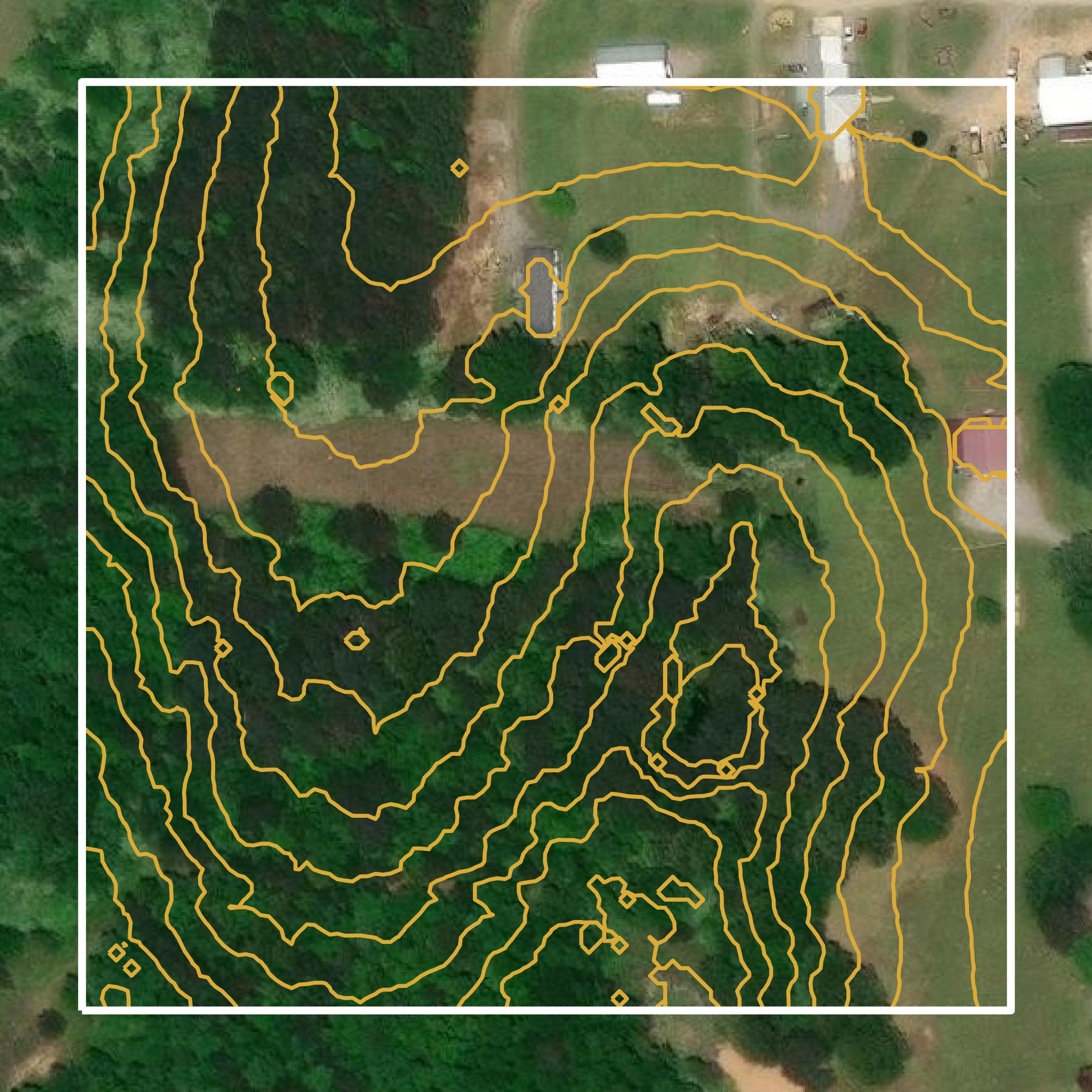 This image shows a contour map in Winston County created using GIS data in Equator.