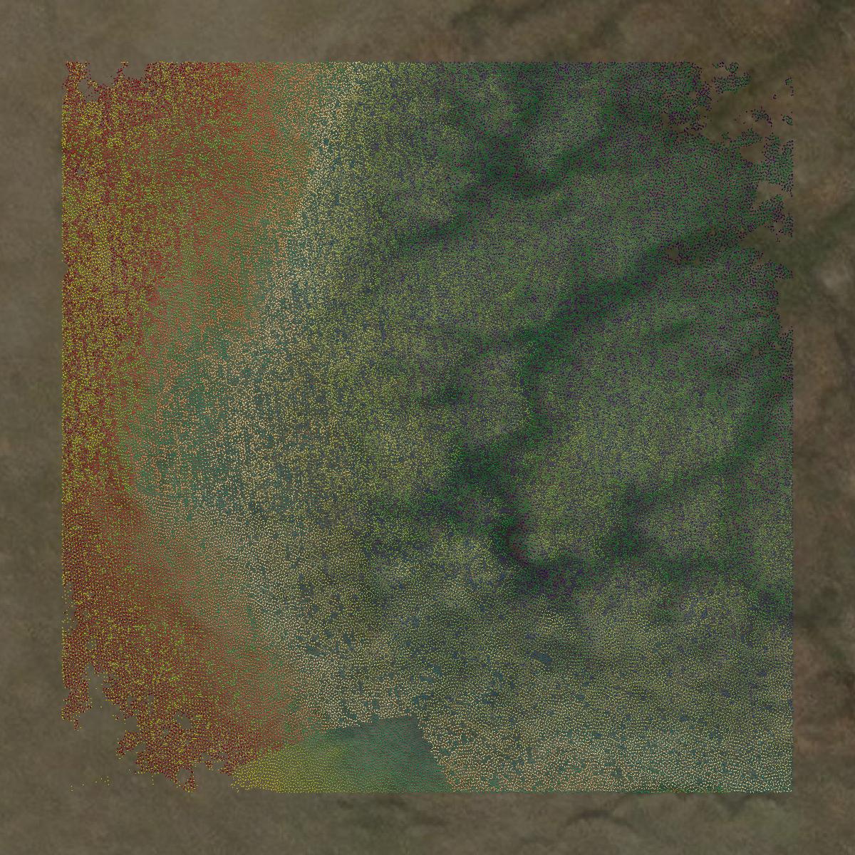 This image shows a LiDAR point cloud in Bethel Census Area created using GIS data in Equator.