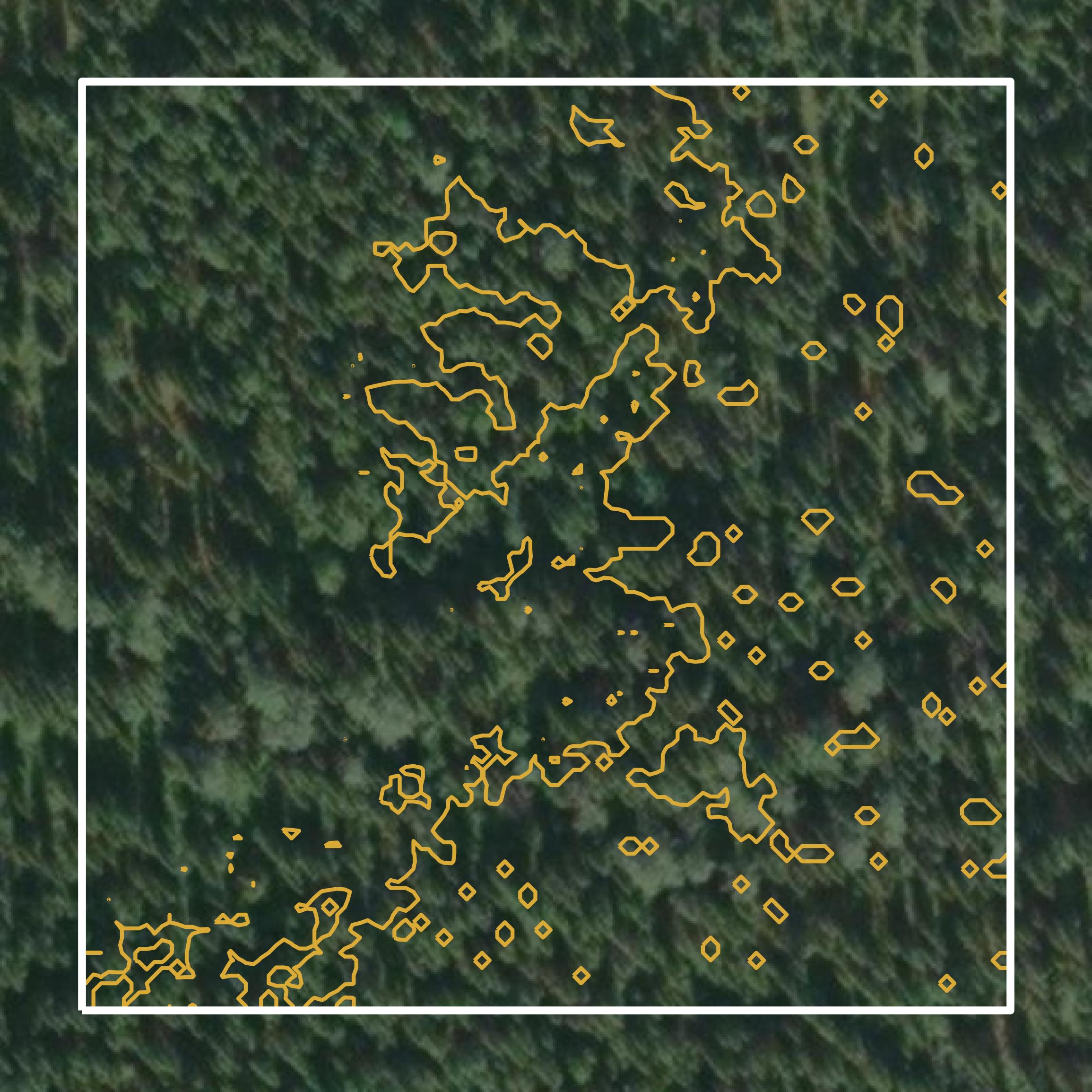 This image shows a contour map in Denali Borough created using GIS data in Equator.