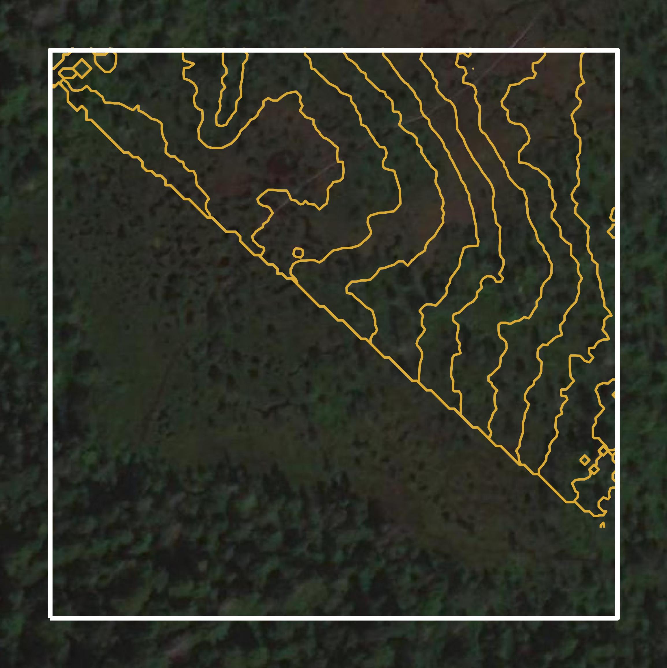 This image shows a contour map in Juneau City and Borough created using GIS data in Equator.