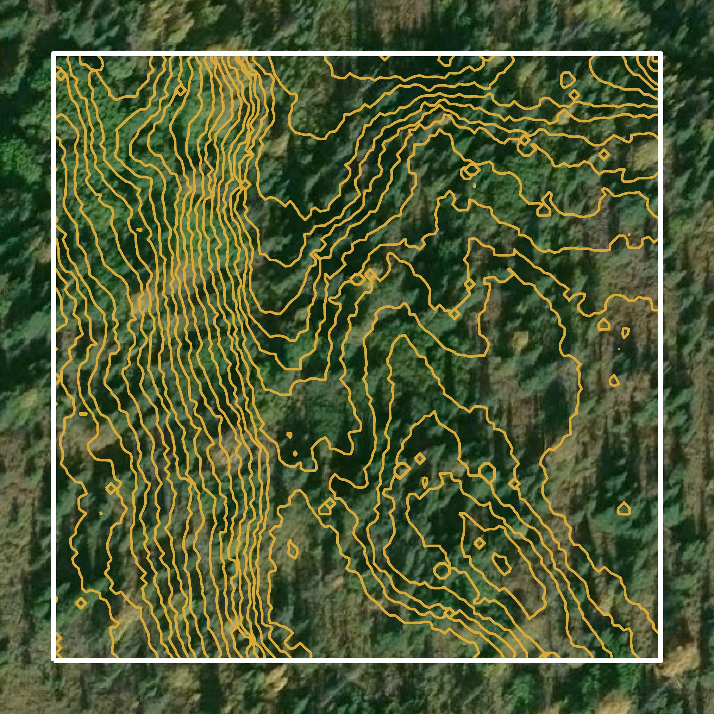 This image shows a contour map in Kenai Peninsula Borough created using GIS data in Equator.