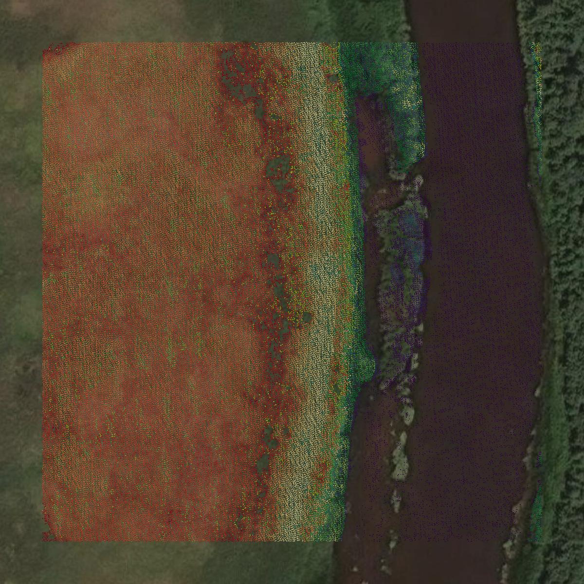 This image shows a LiDAR point cloud in Lake and Peninsula Borough created using GIS data in Equator.
