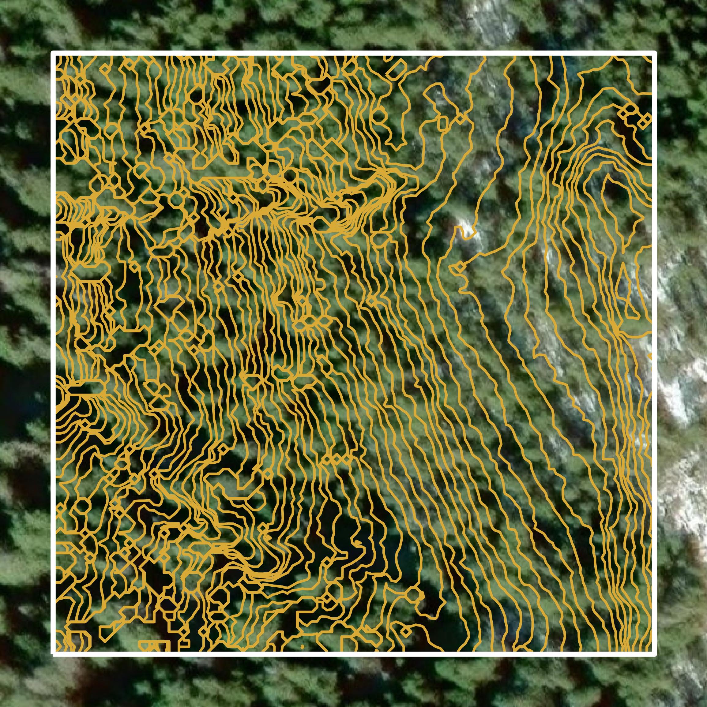 This image shows a contour map in Prince of Wales-Hyder Census Area created using GIS data in Equator.