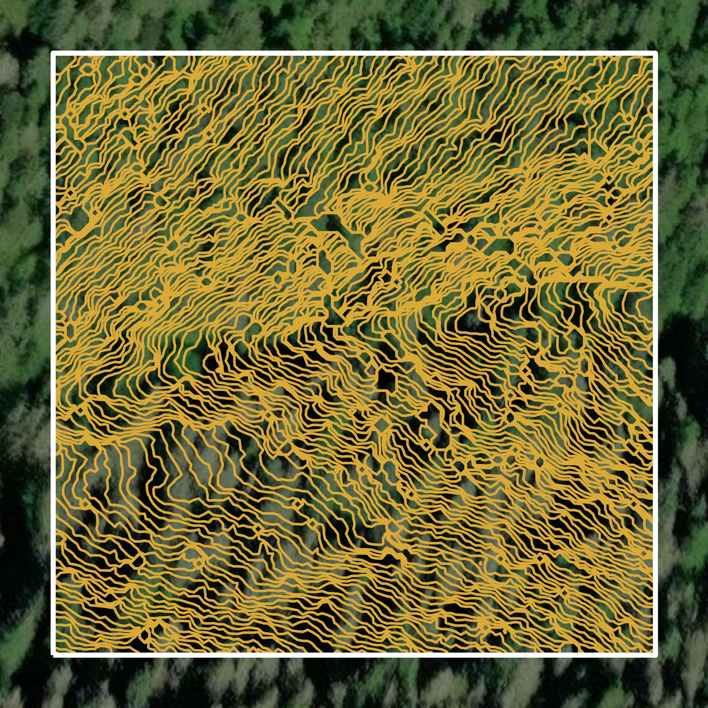 This image shows a contour map in Wrangell City and Borough created using GIS data in Equator.