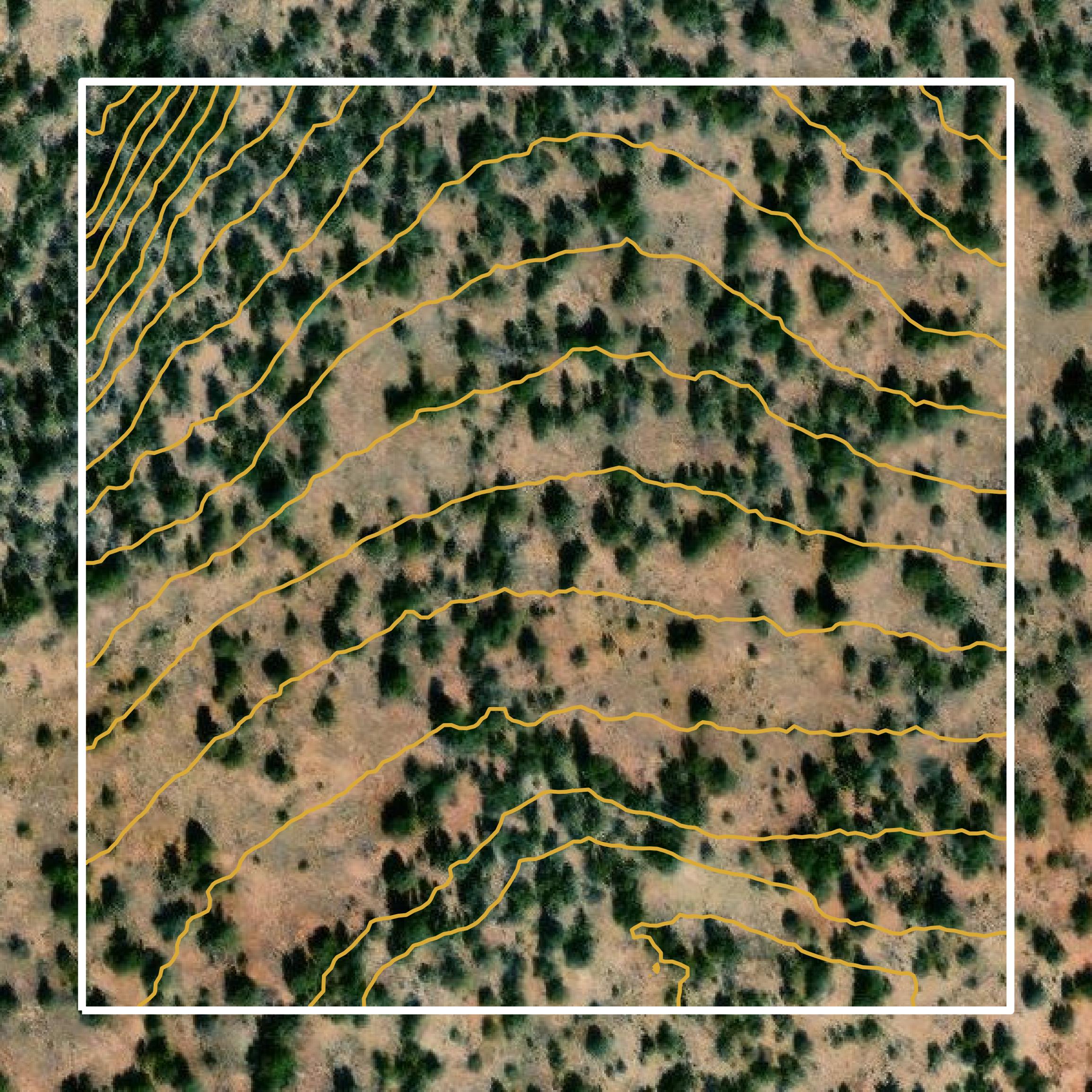 This image shows a contour map in Coconino County created using GIS data in Equator.