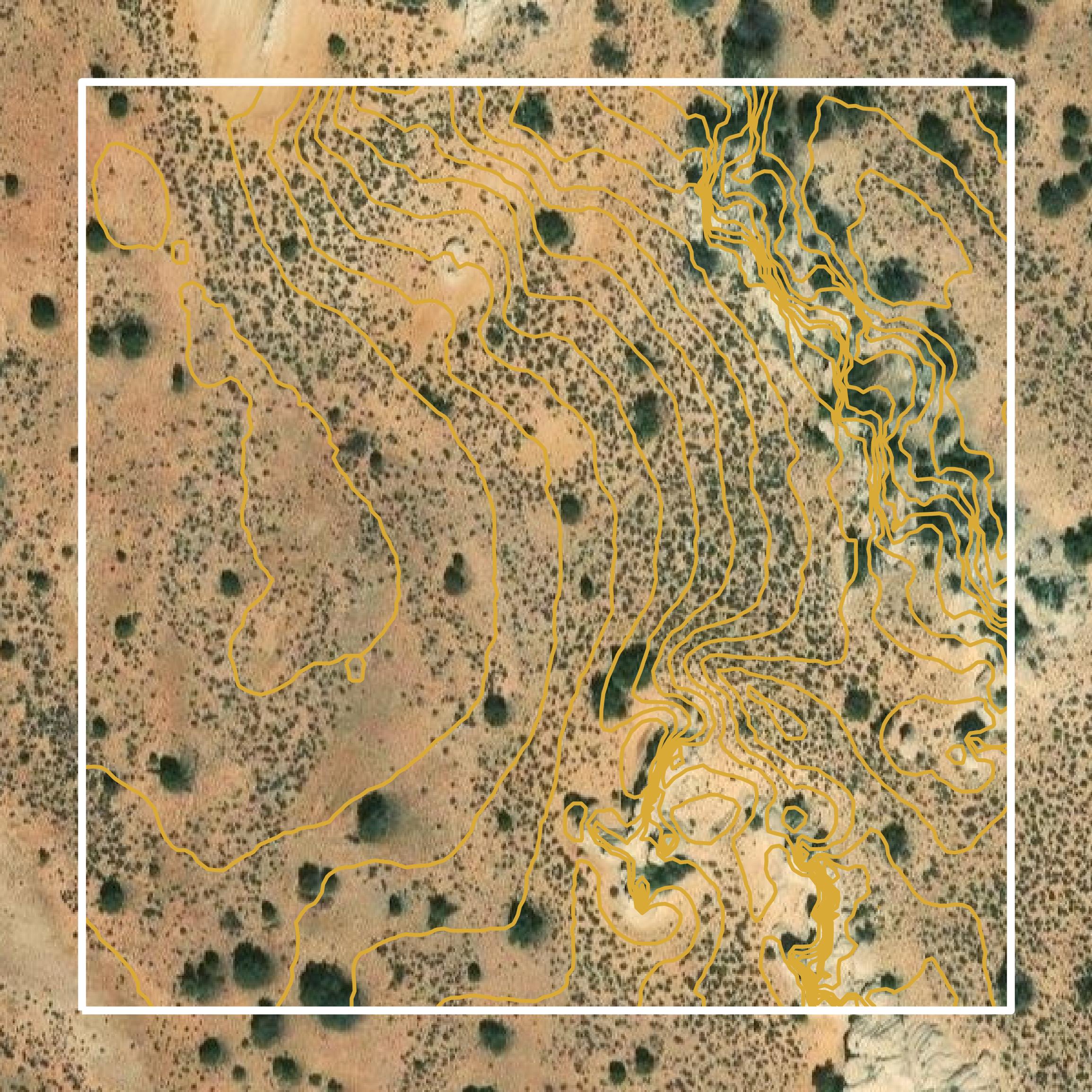 This image shows a contour map in Coconino County created using GIS data in Equator.