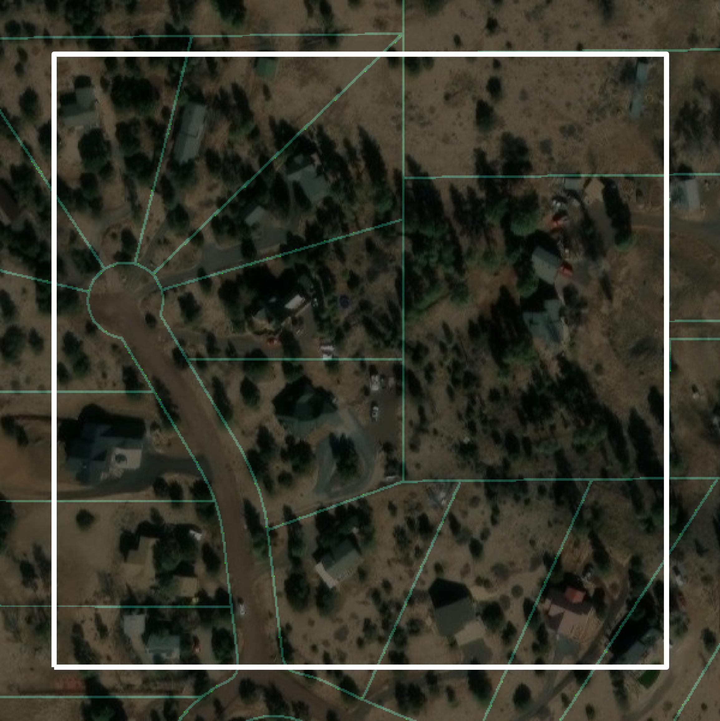 This image shows parcel and building data in Coconino County created using GIS data in Equator.