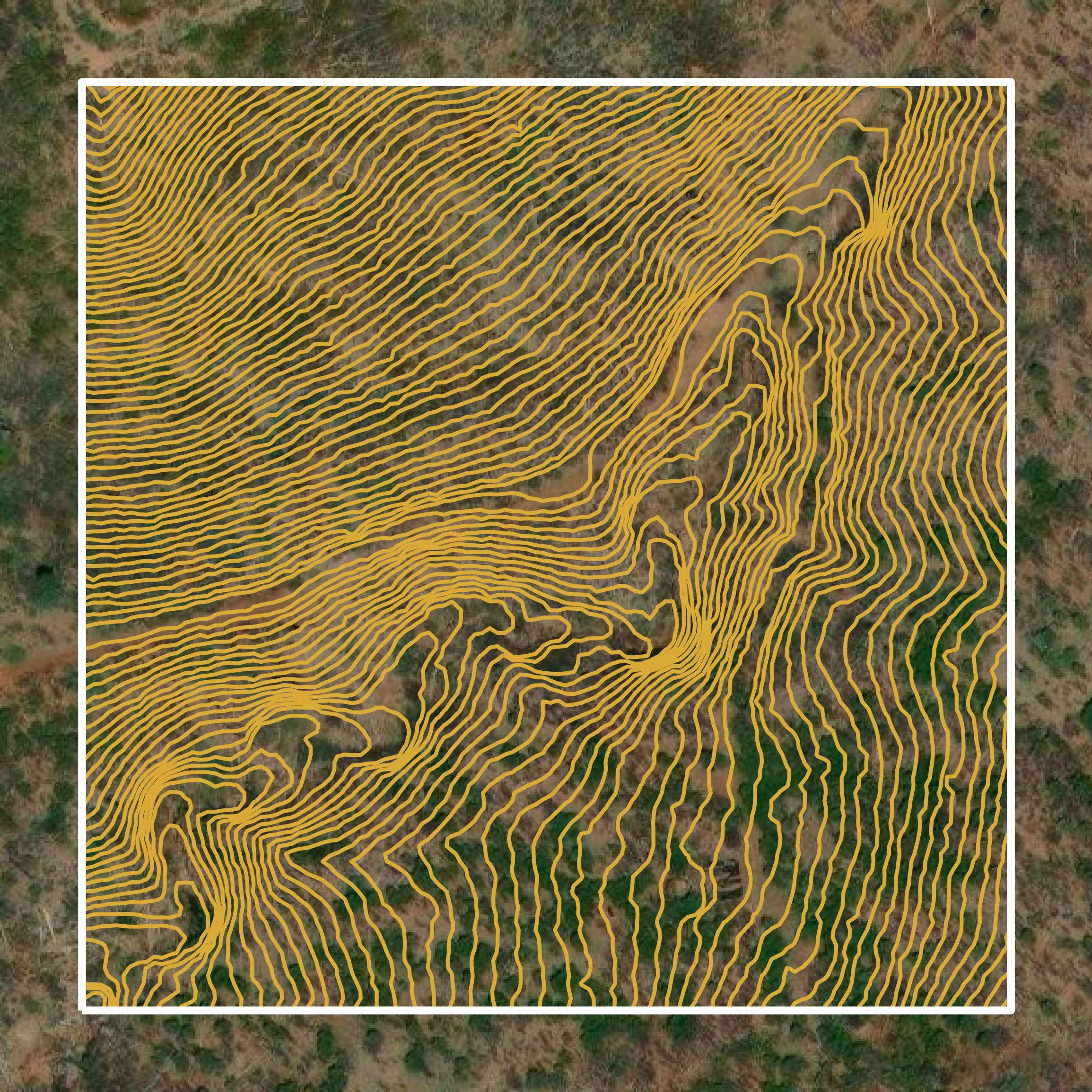 This image shows a contour map in Gila County created using GIS data in Equator.