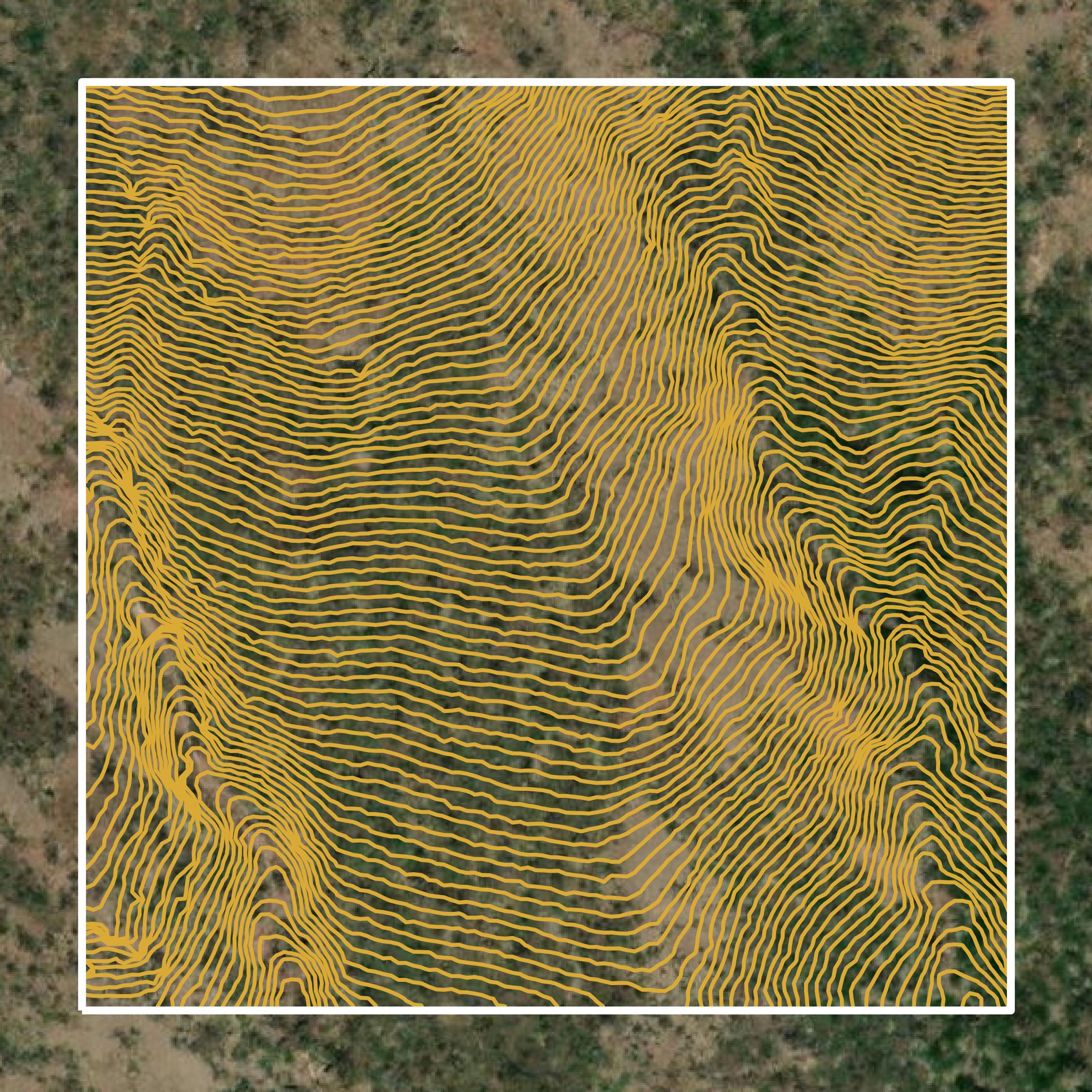 This image shows a contour map in Greenlee County created using GIS data in Equator.