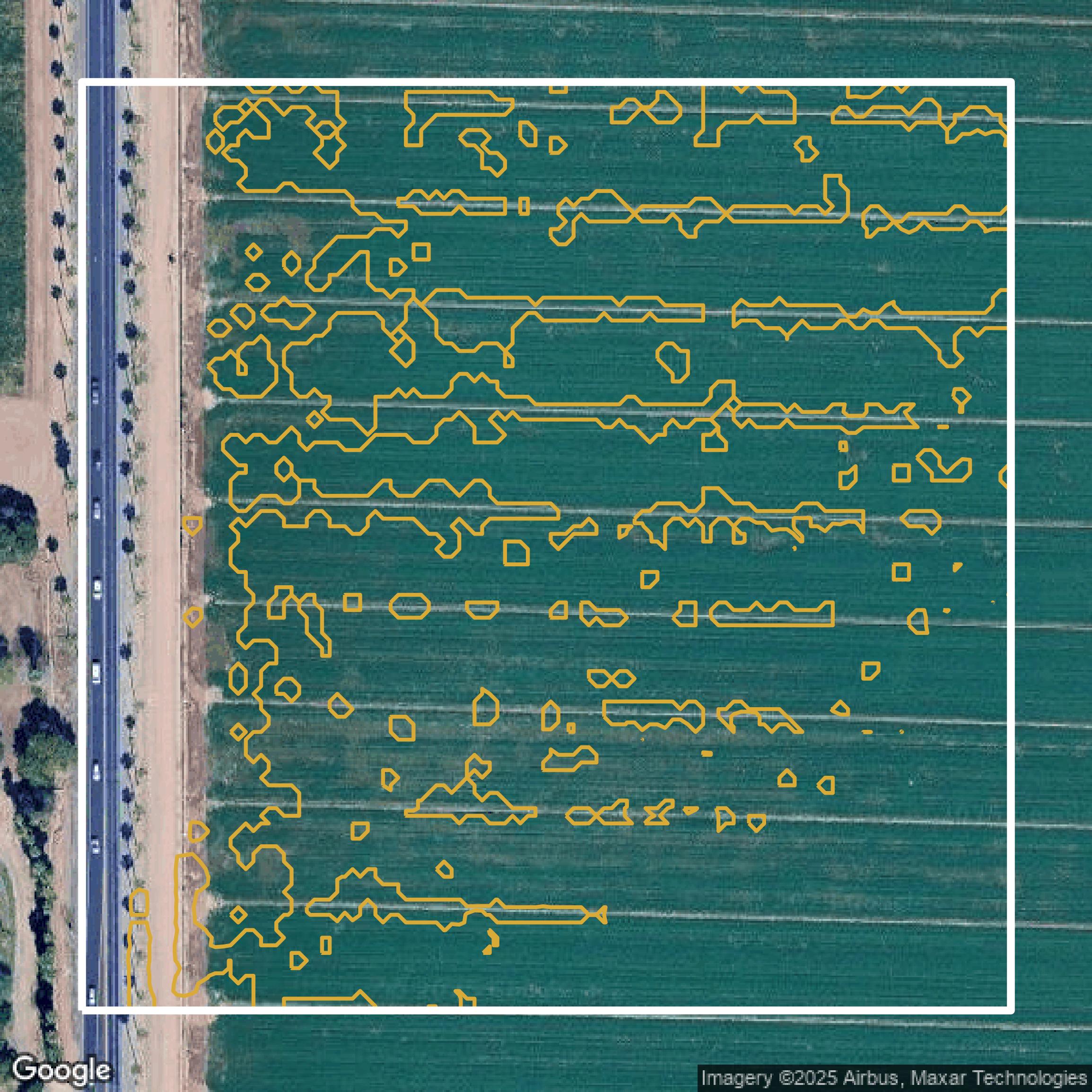 This image shows a contour map in Maricopa County created using GIS data in Equator.