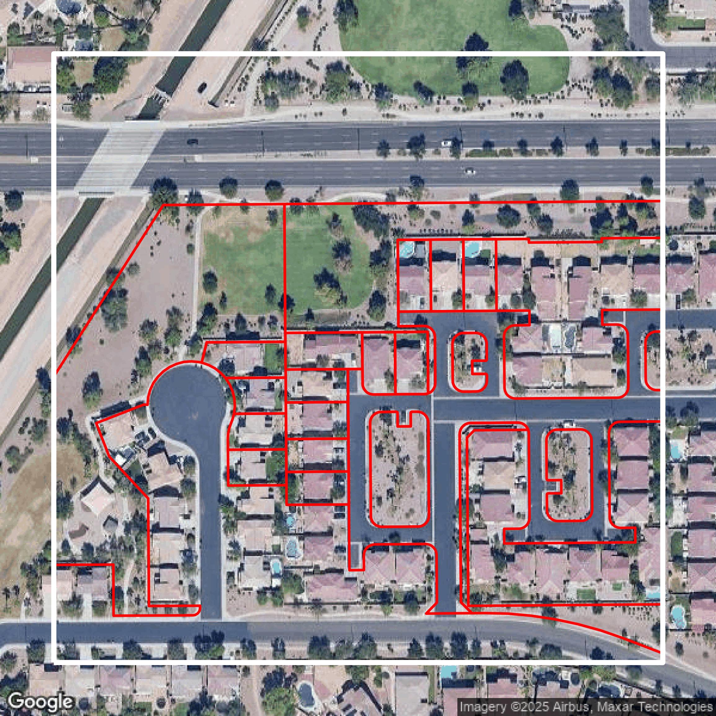 This image shows parcel data in Maricopa County created using GIS data in Equator.
