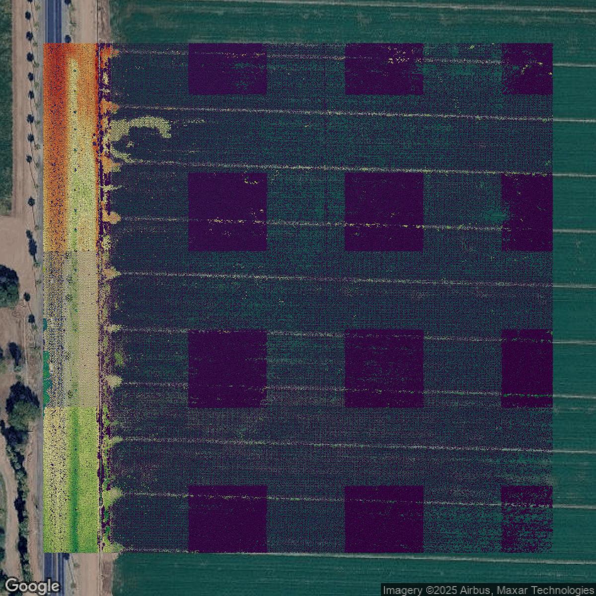 This image shows a LiDAR point cloud in Maricopa County created using GIS data in Equator.