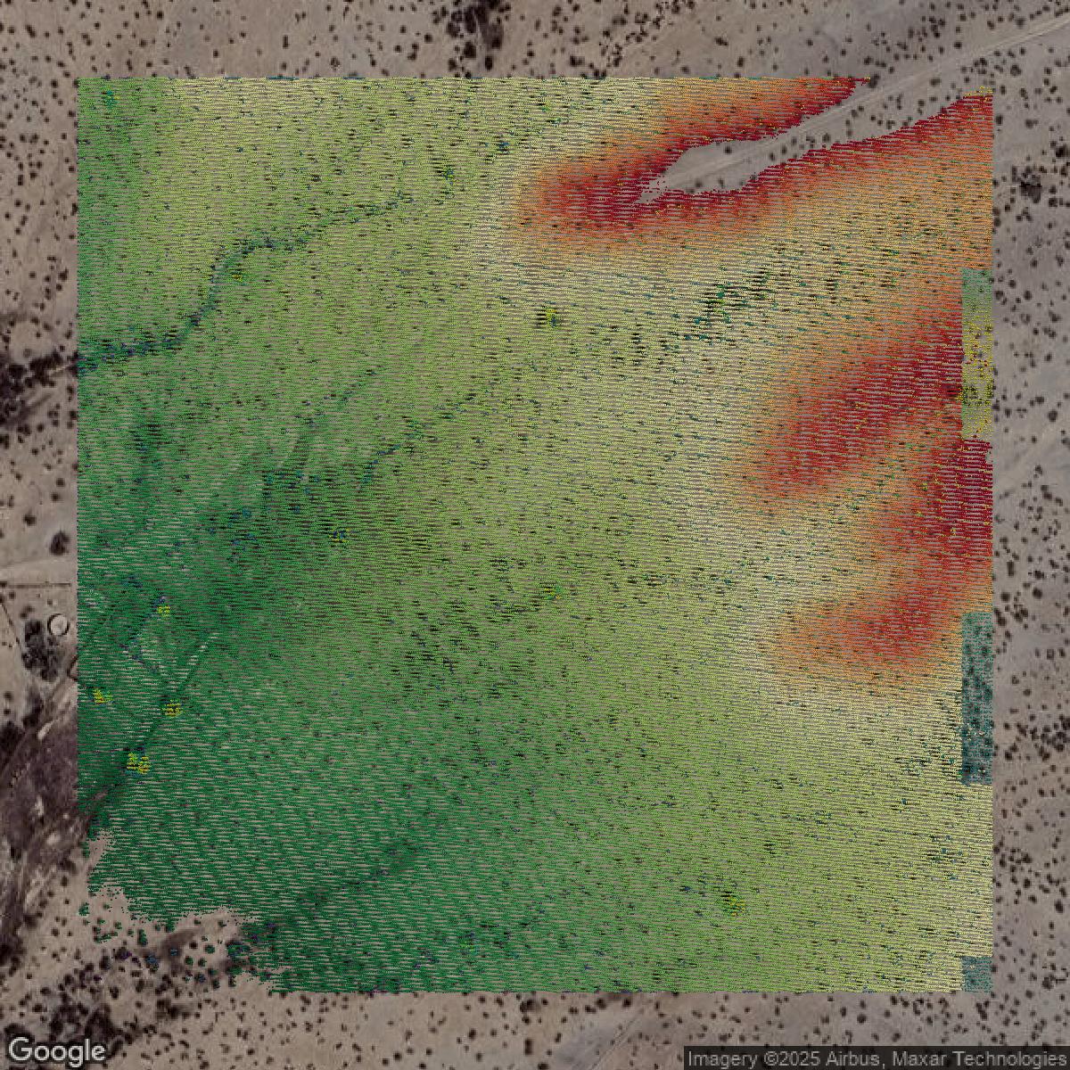 This image shows a LiDAR point cloud in Maricopa County created using GIS data in Equator.