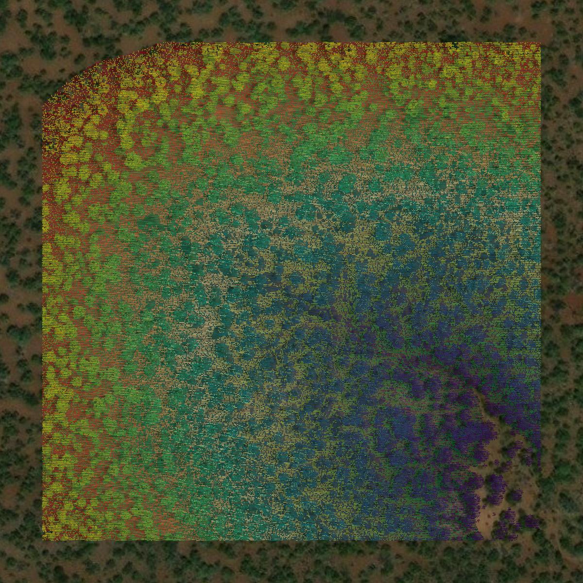 This image shows a LiDAR point cloud in Mohave County created using GIS data in Equator.