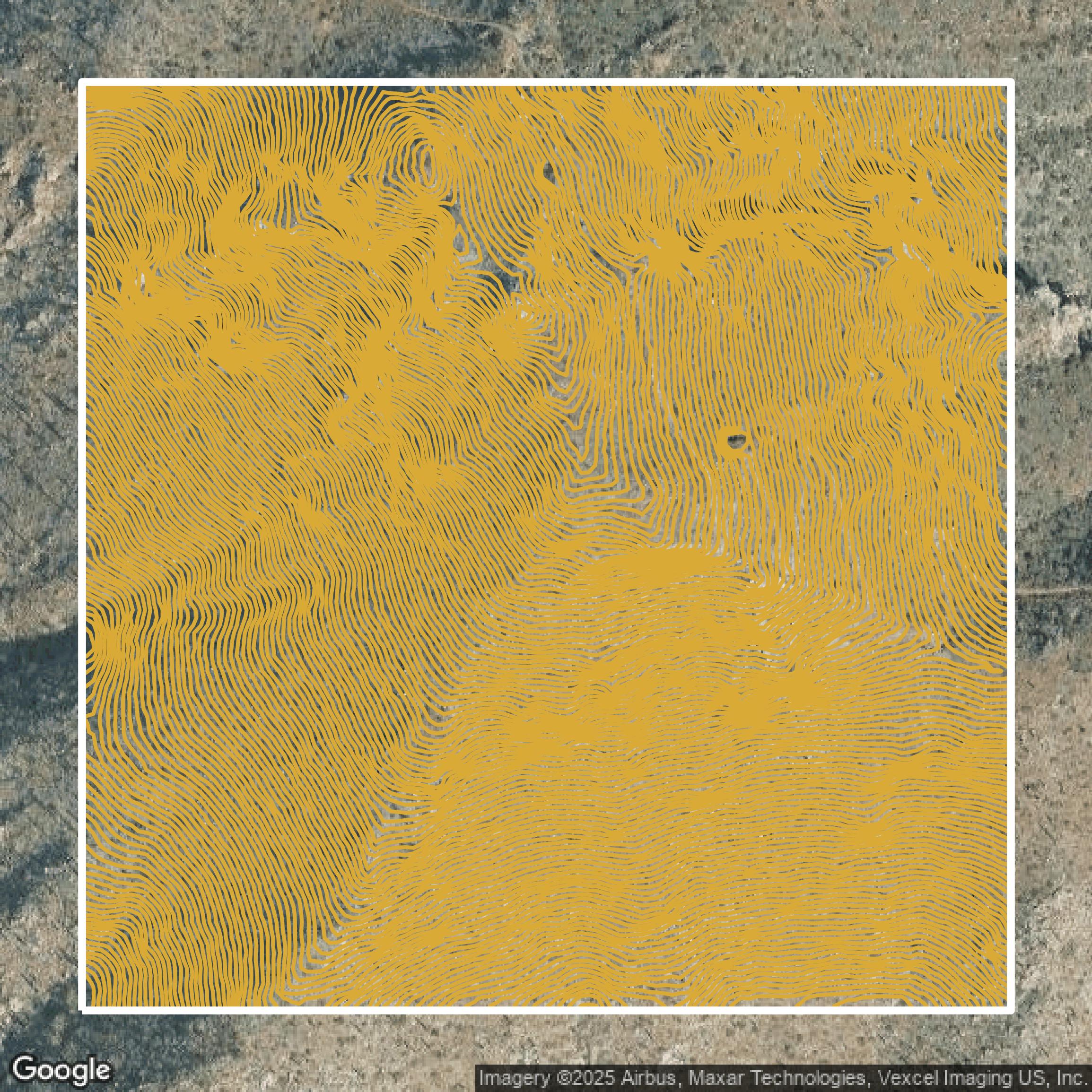 This image shows a contour map in Pima County created using GIS data in Equator.