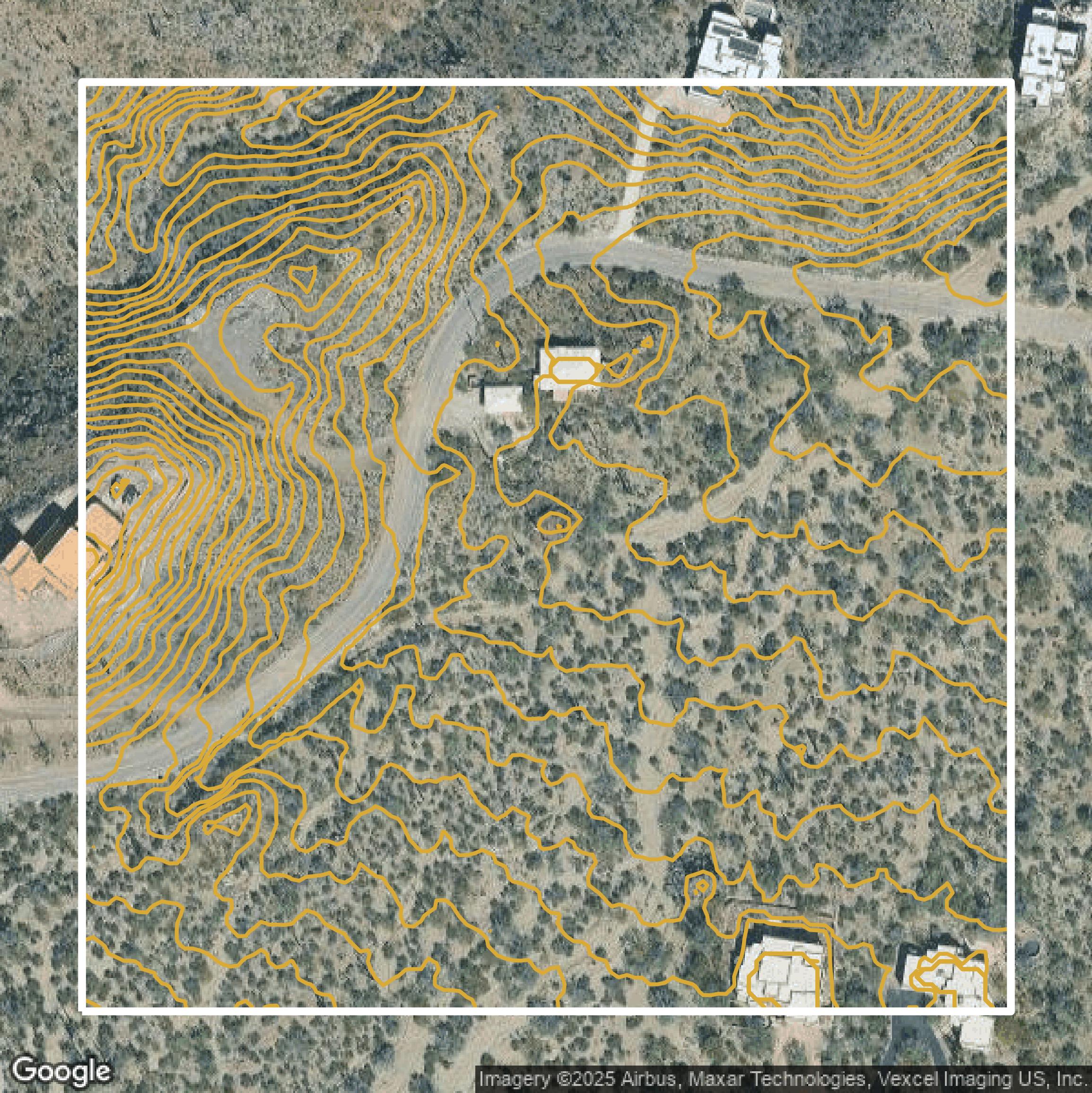 This image shows a contour map in Pima County created using GIS data in Equator.