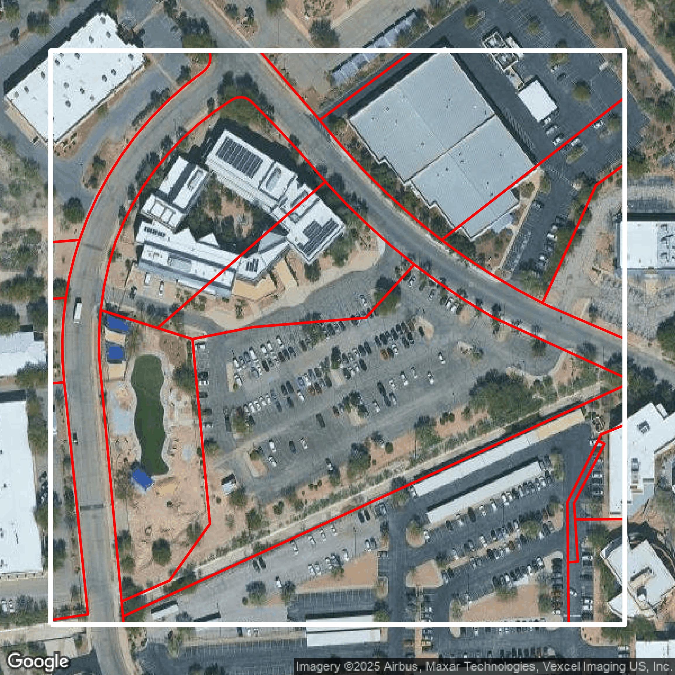 This image shows parcel data in Pima County created using GIS data in Equator.
