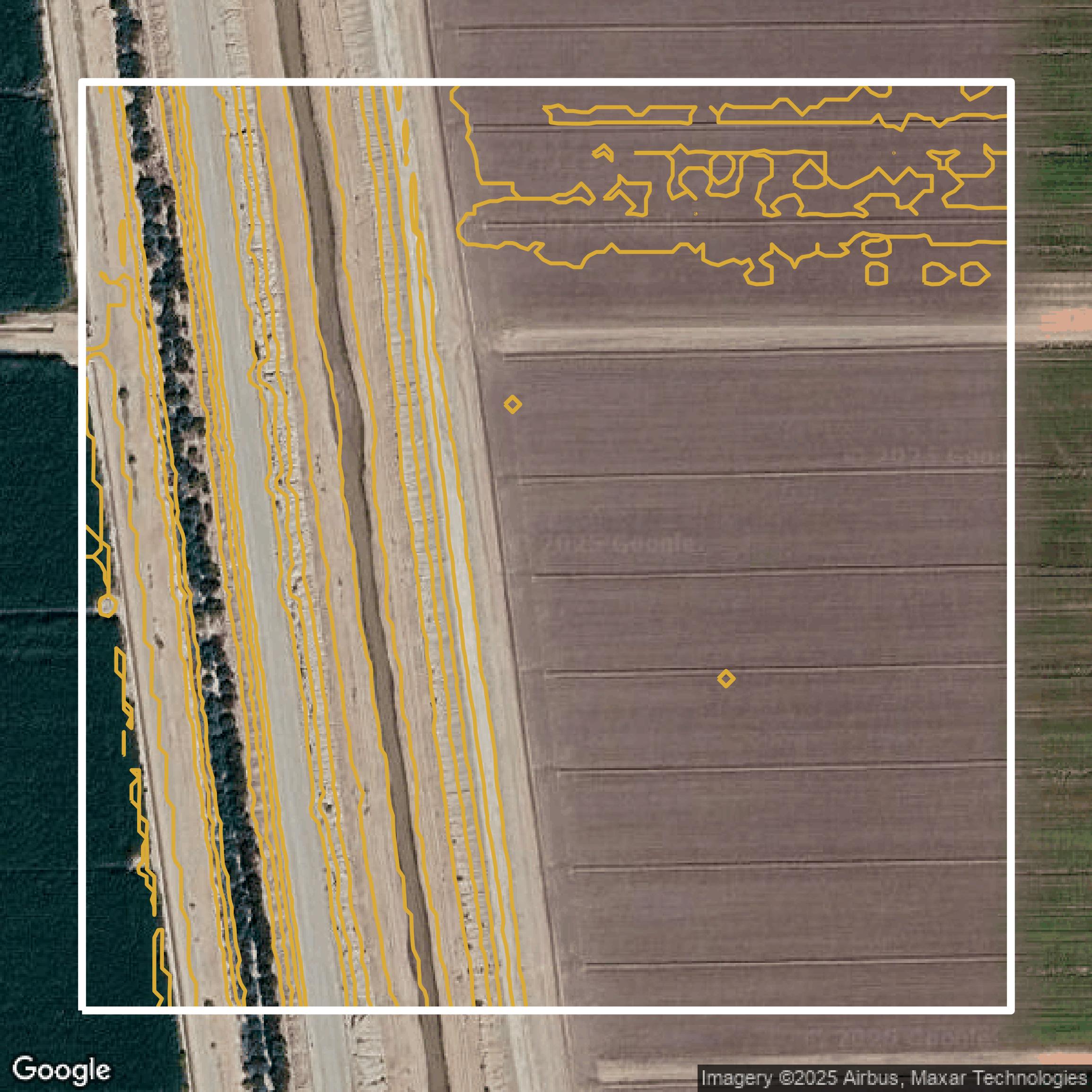 This image shows a contour map in Pinal County created using GIS data in Equator.