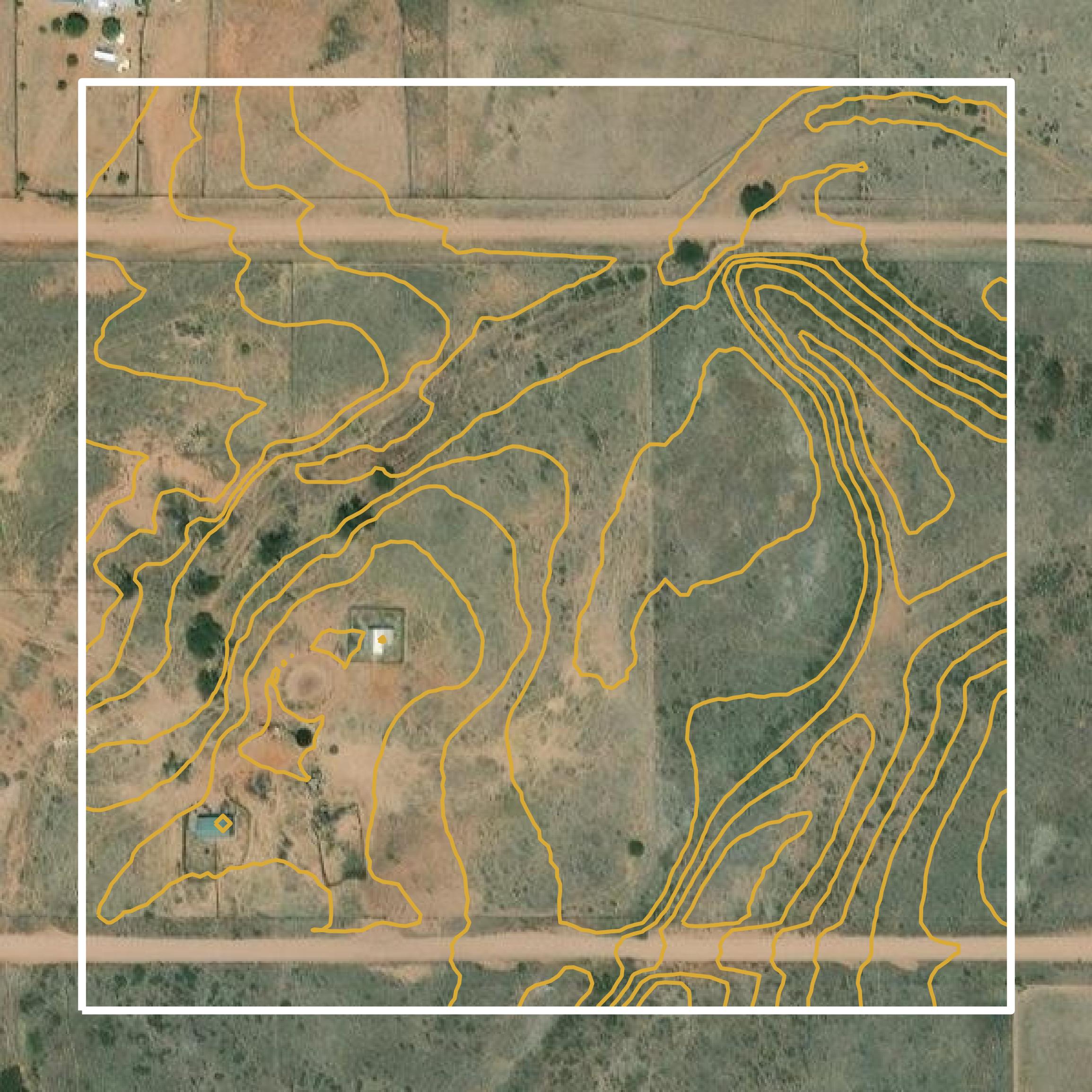 This image shows a contour map in Santa Cruz County created using GIS data in Equator.