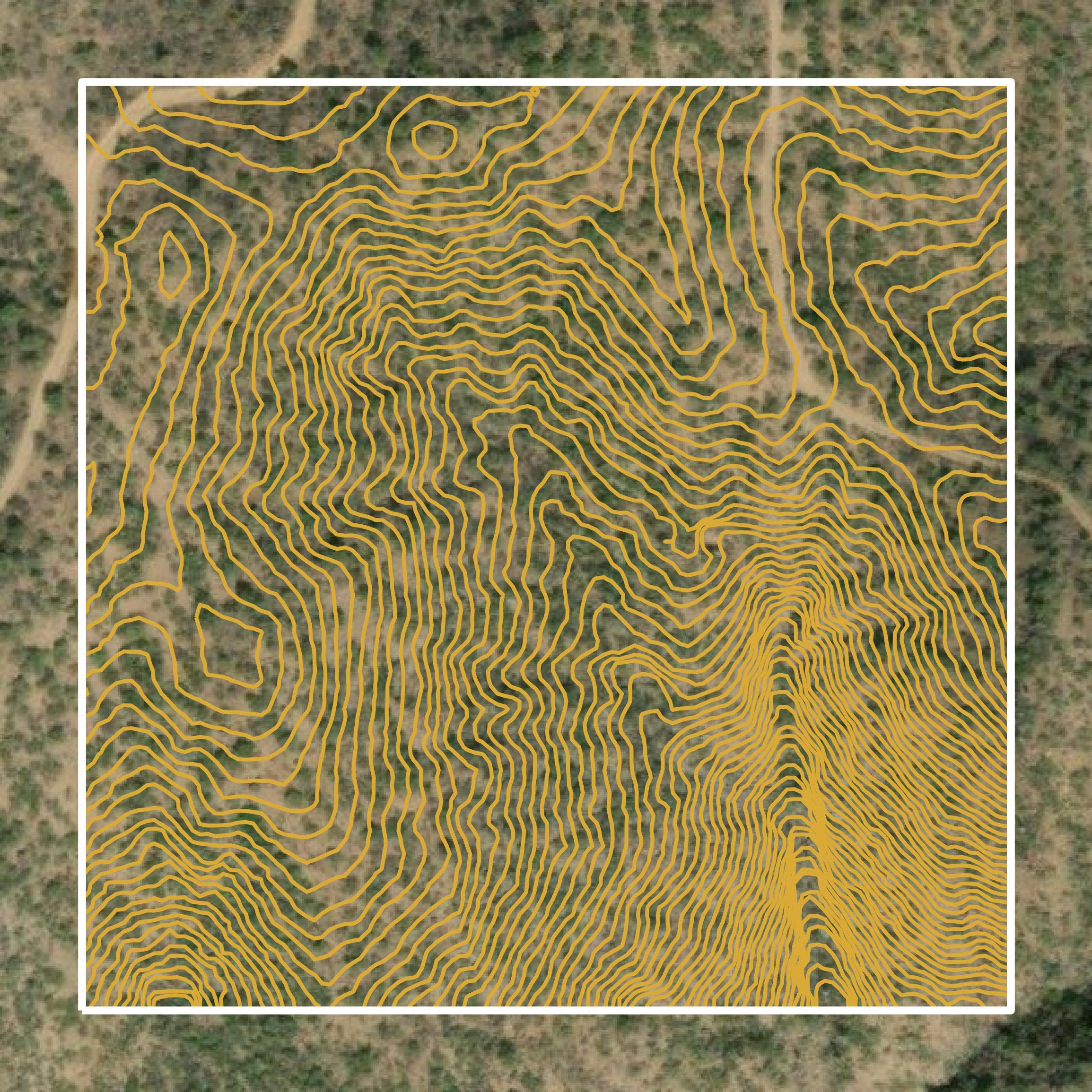 This image shows a contour map in Yavapai County created using GIS data in Equator.