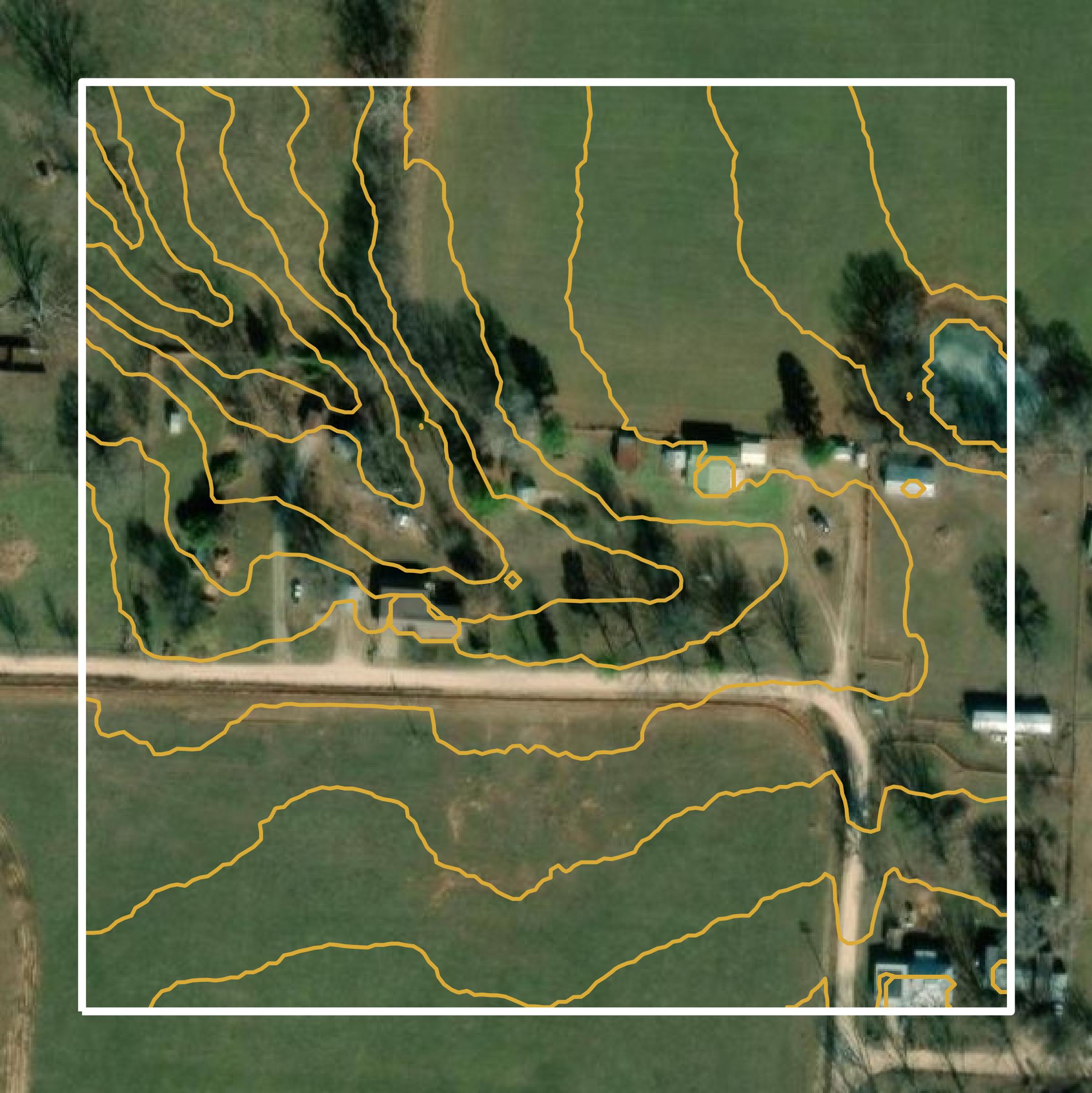 This image shows a contour map in Benton County created using GIS data in Equator.