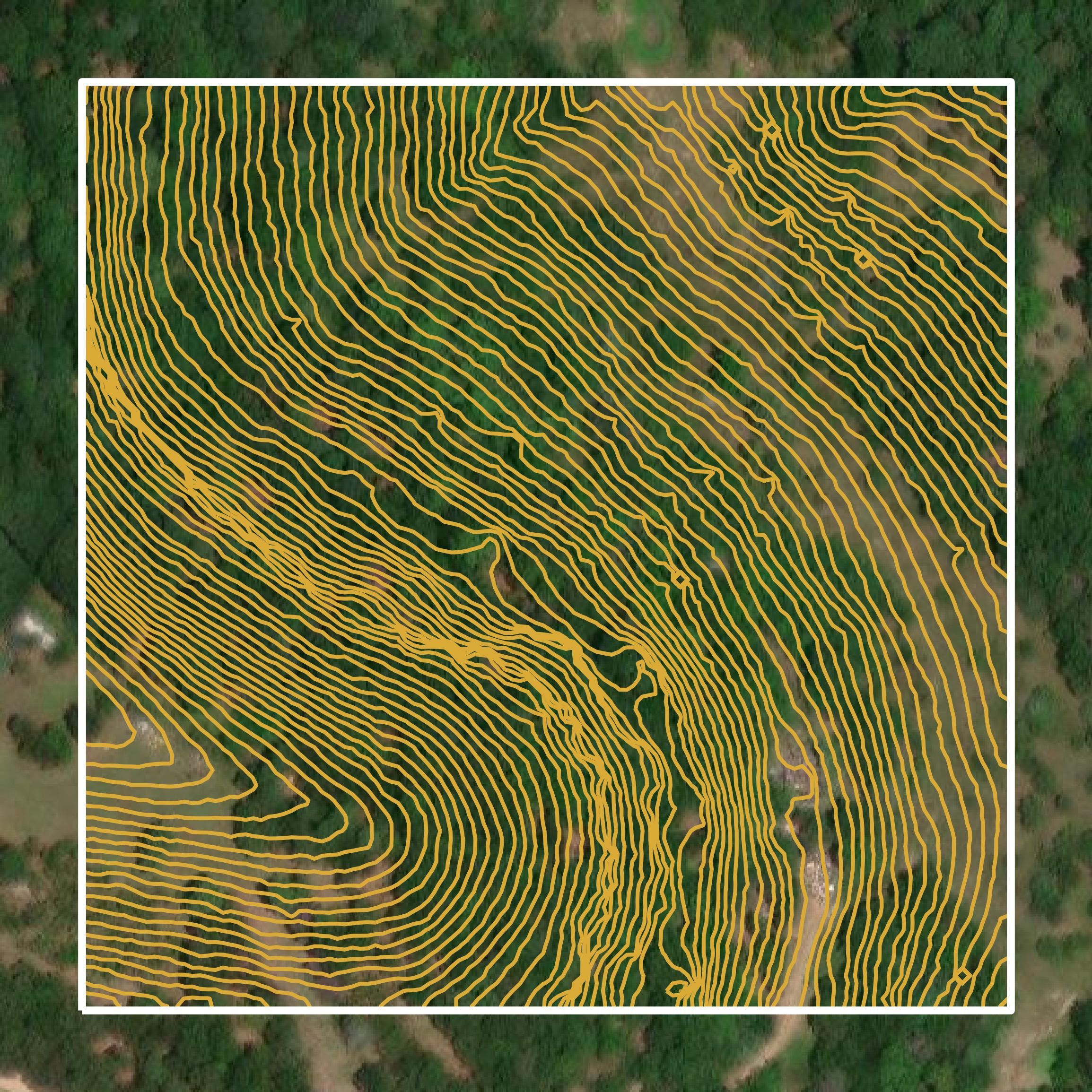 This image shows a contour map in Boone County created using GIS data in Equator.