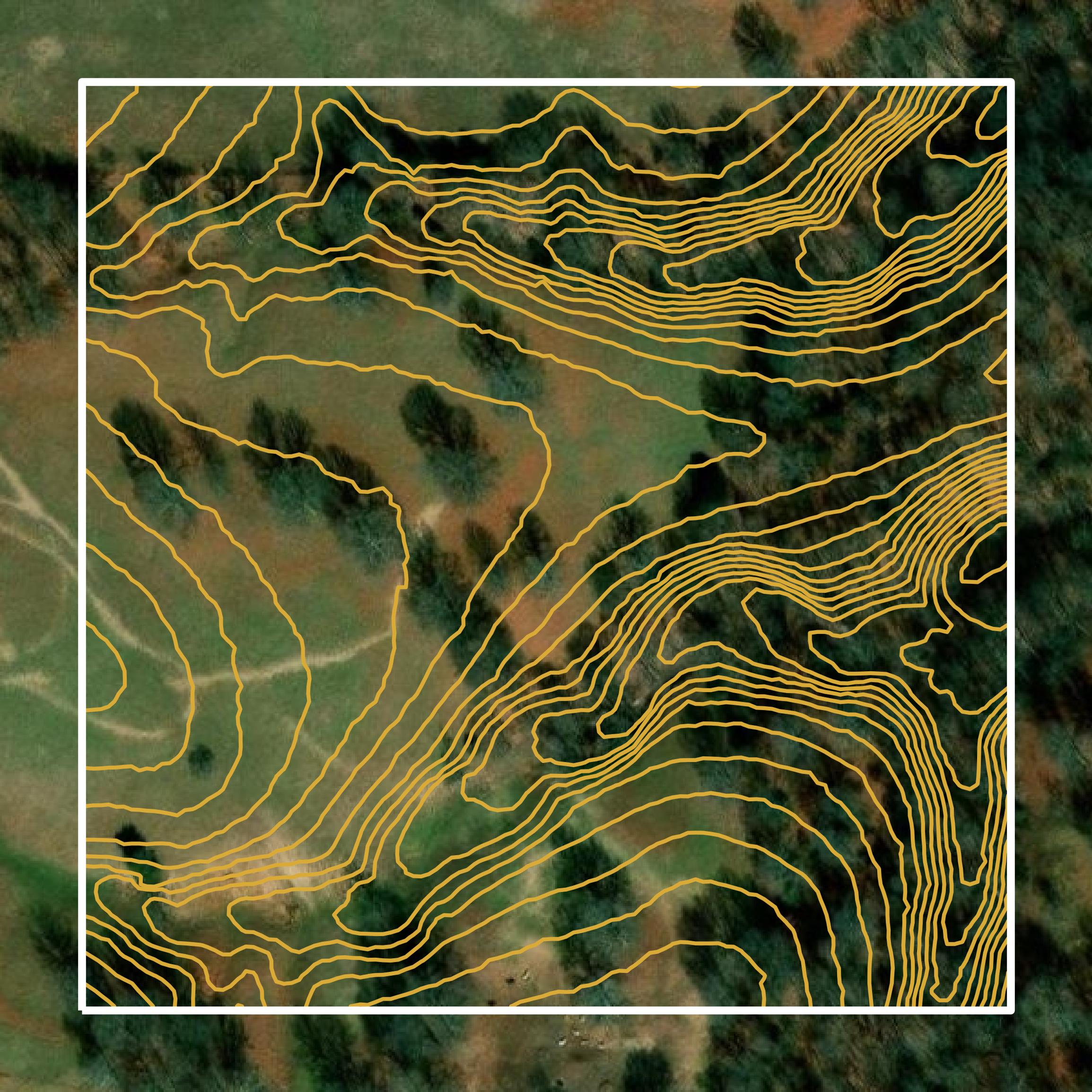 This image shows a contour map in Boone County created using GIS data in Equator.