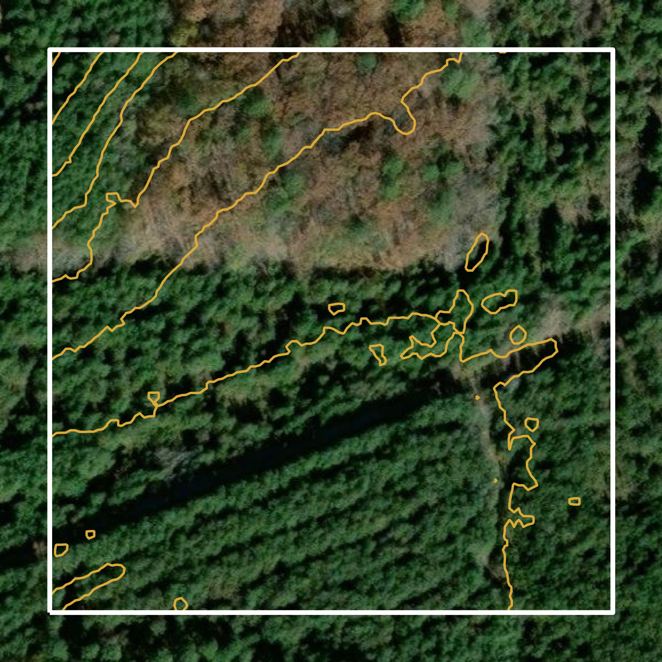 This image shows a contour map in Bradley County created using GIS data in Equator.