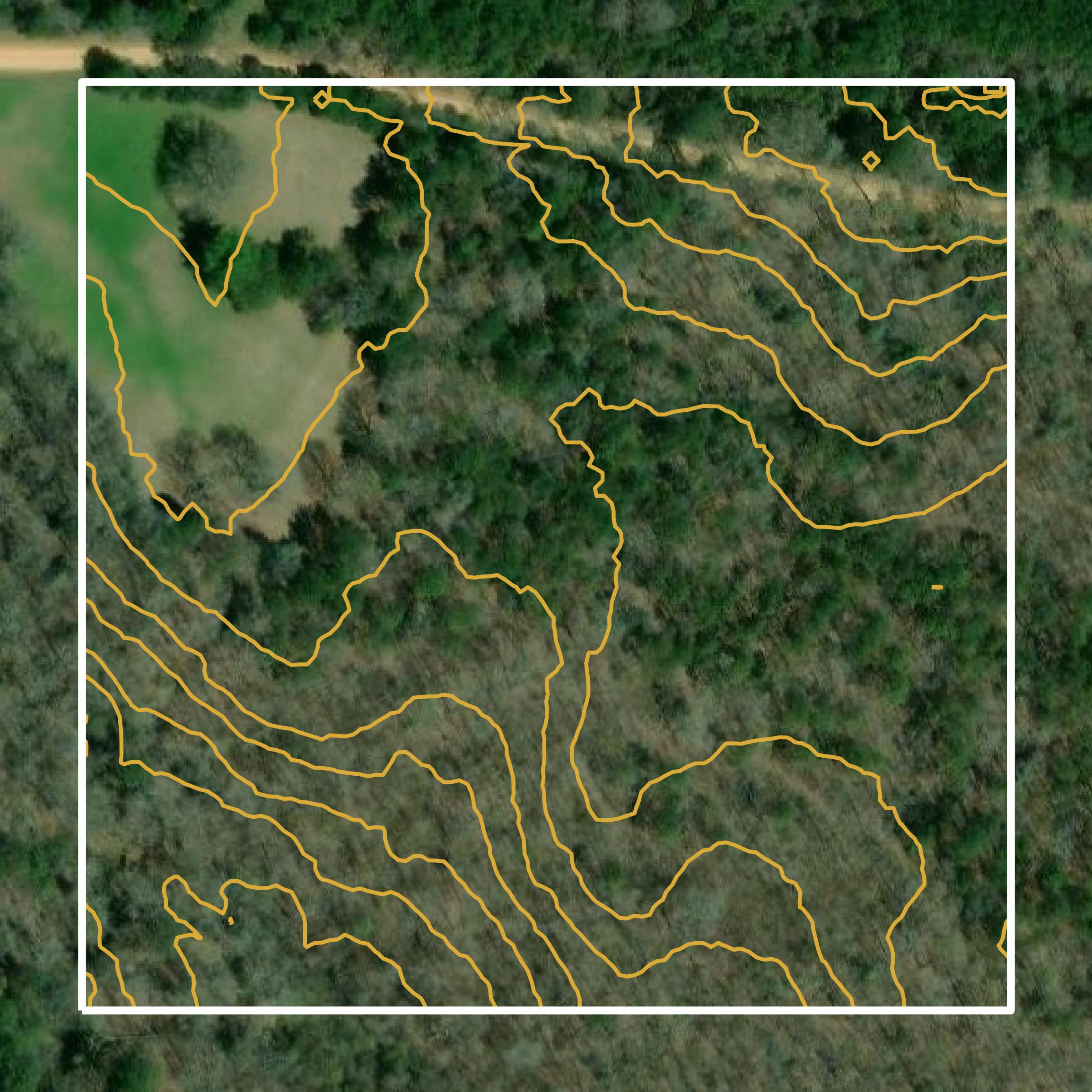 This image shows a contour map in Calhoun County created using GIS data in Equator.