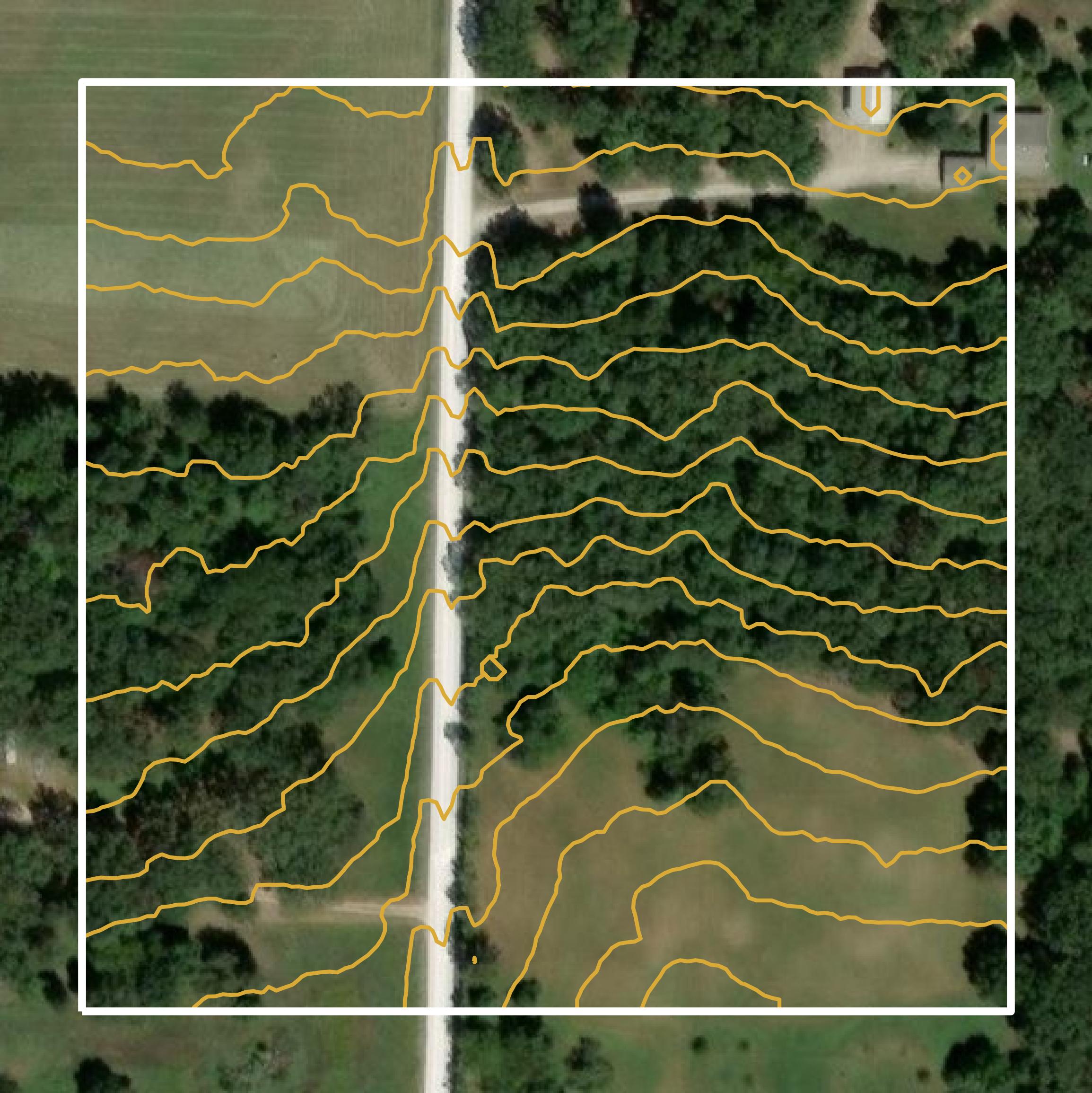 This image shows a contour map in Carroll County created using GIS data in Equator.