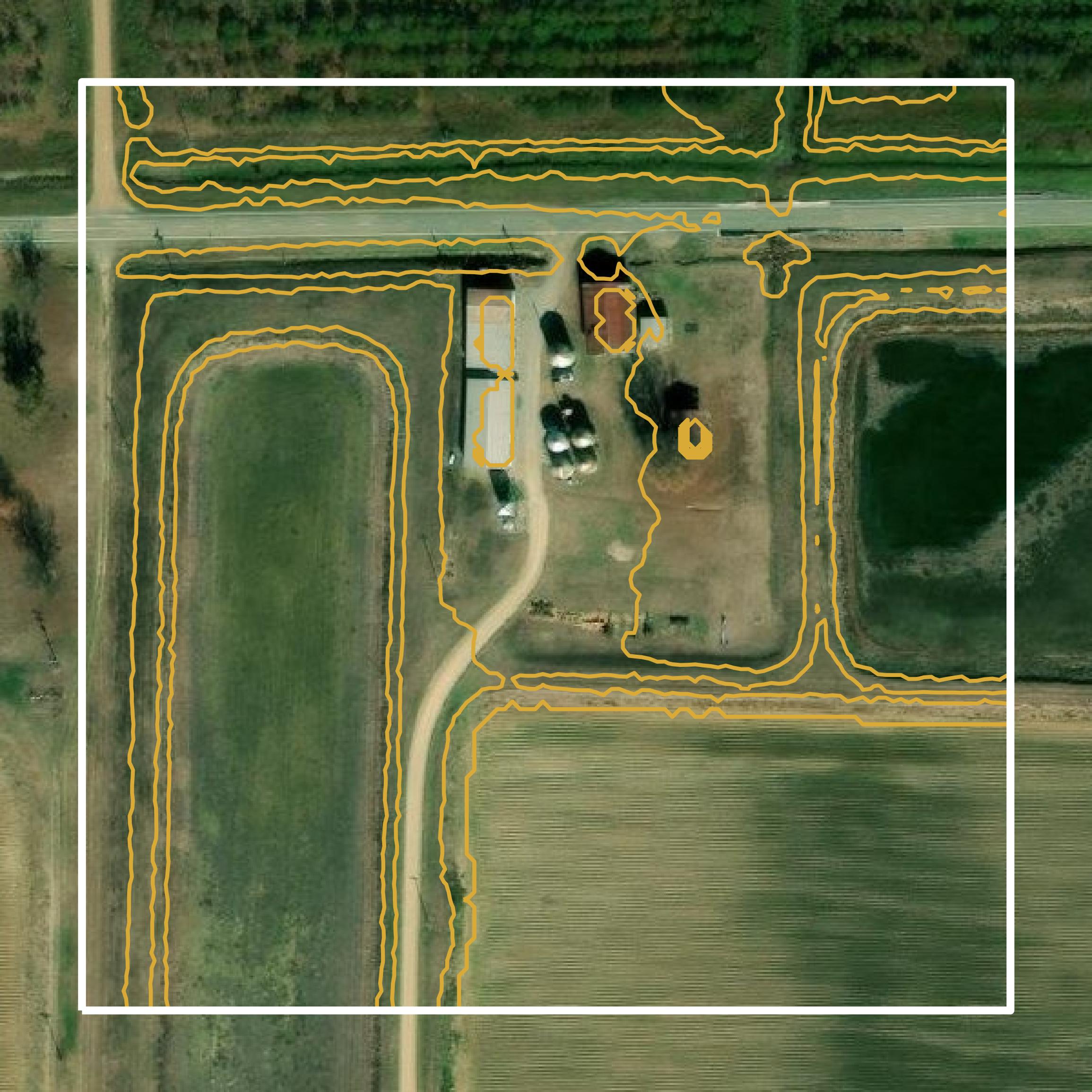 This image shows a contour map in Chicot County created using GIS data in Equator.