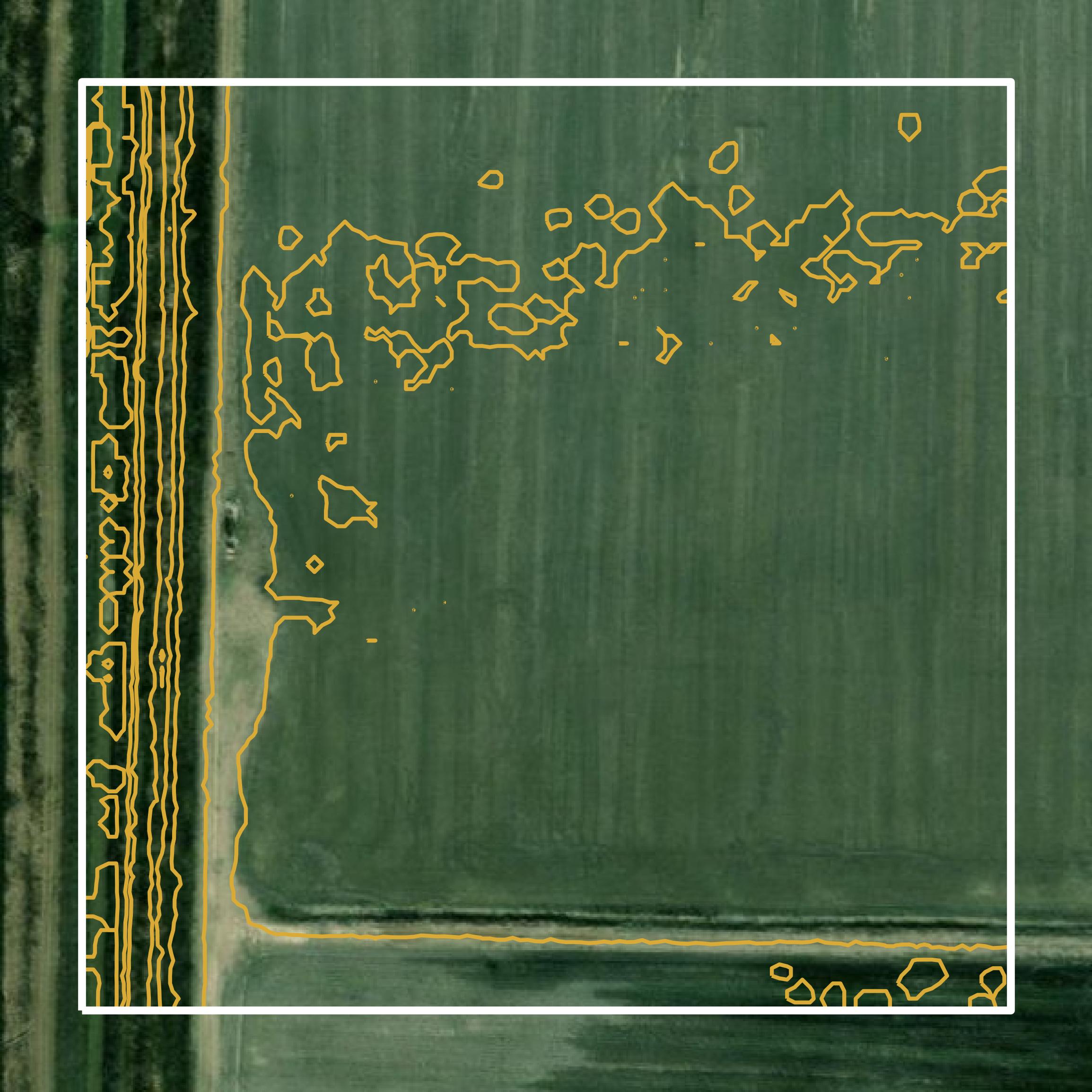 This image shows a contour map in Clay County created using GIS data in Equator.