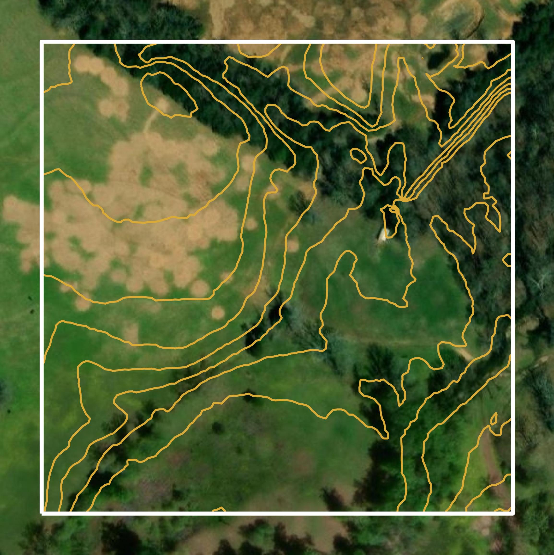 This image shows a contour map in Cleburne County created using GIS data in Equator.
