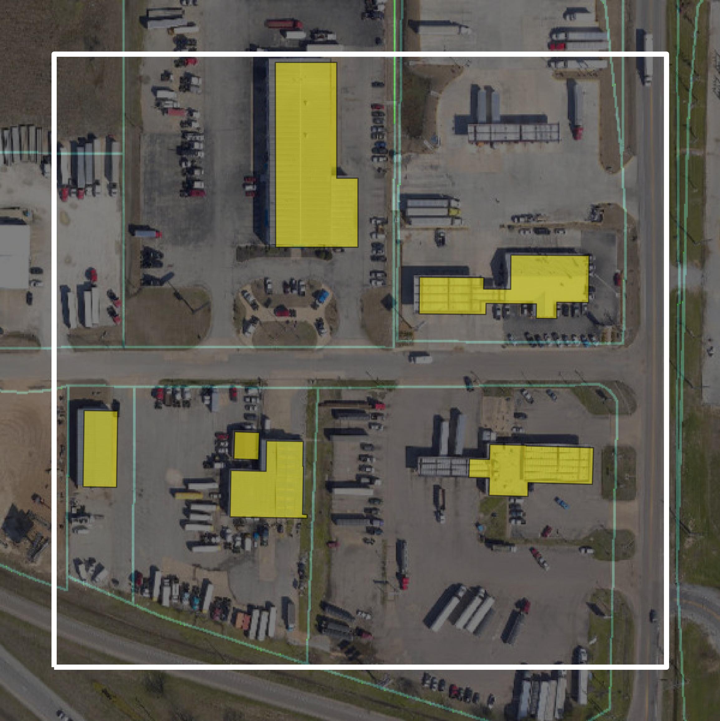 This image shows parcel and building data in Craighead County created using GIS data in Equator.