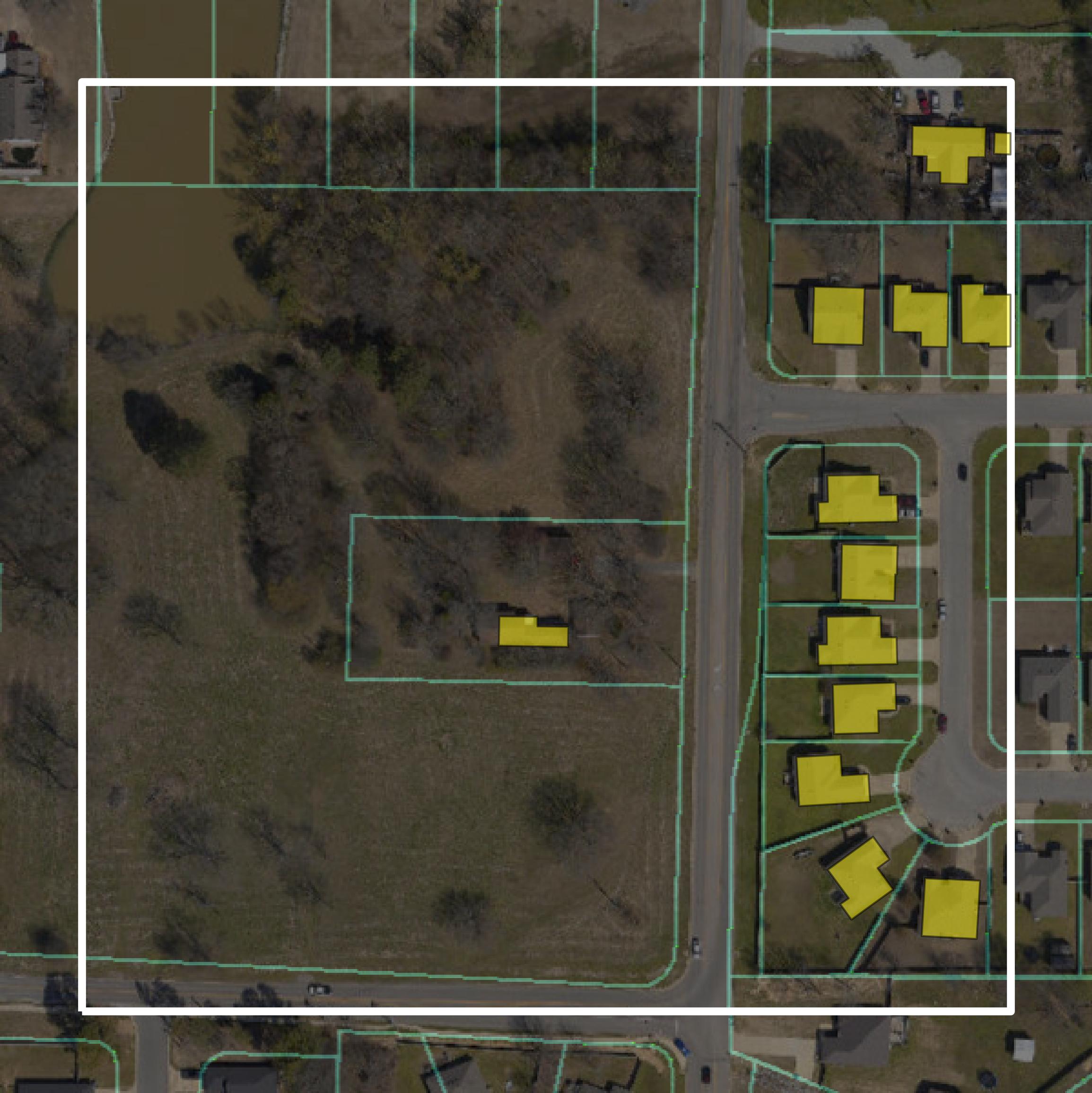 This image shows parcel and building data in Craighead County created using GIS data in Equator.