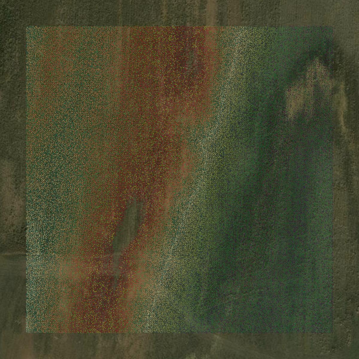 This image shows a LiDAR point cloud in Crawford County created using GIS data in Equator.